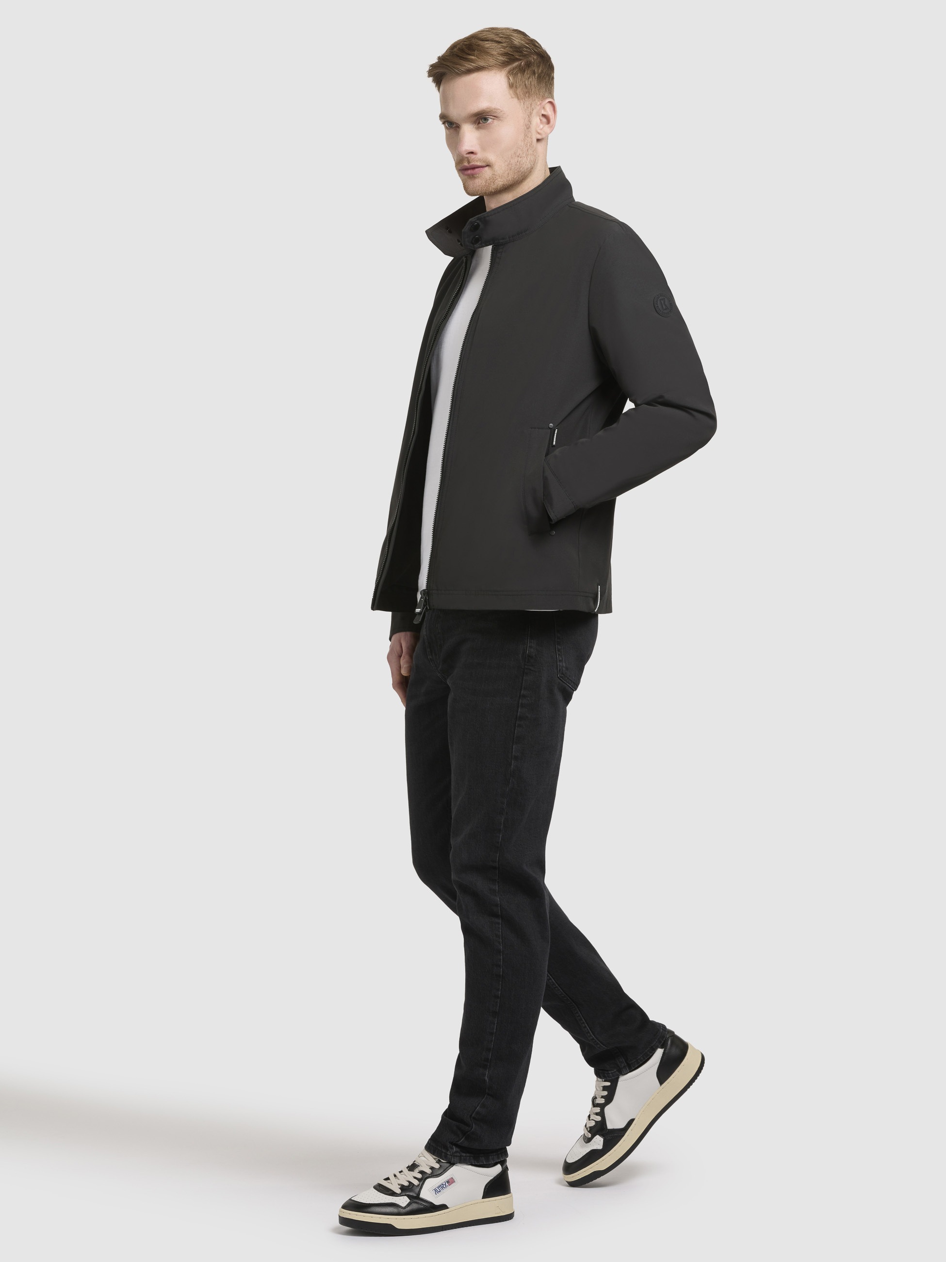 Kurzjacke KHUJO "FELIN", Herren, Gr. XXL, dunkelgrau, Web, 85% Polyester, 15% Baumwolle, unifarben, regular fit hüftlang, eingesetzt,mit Riegel abgesteppte Kante mit Druckknöpfen, Jacken Kurzjacke 2