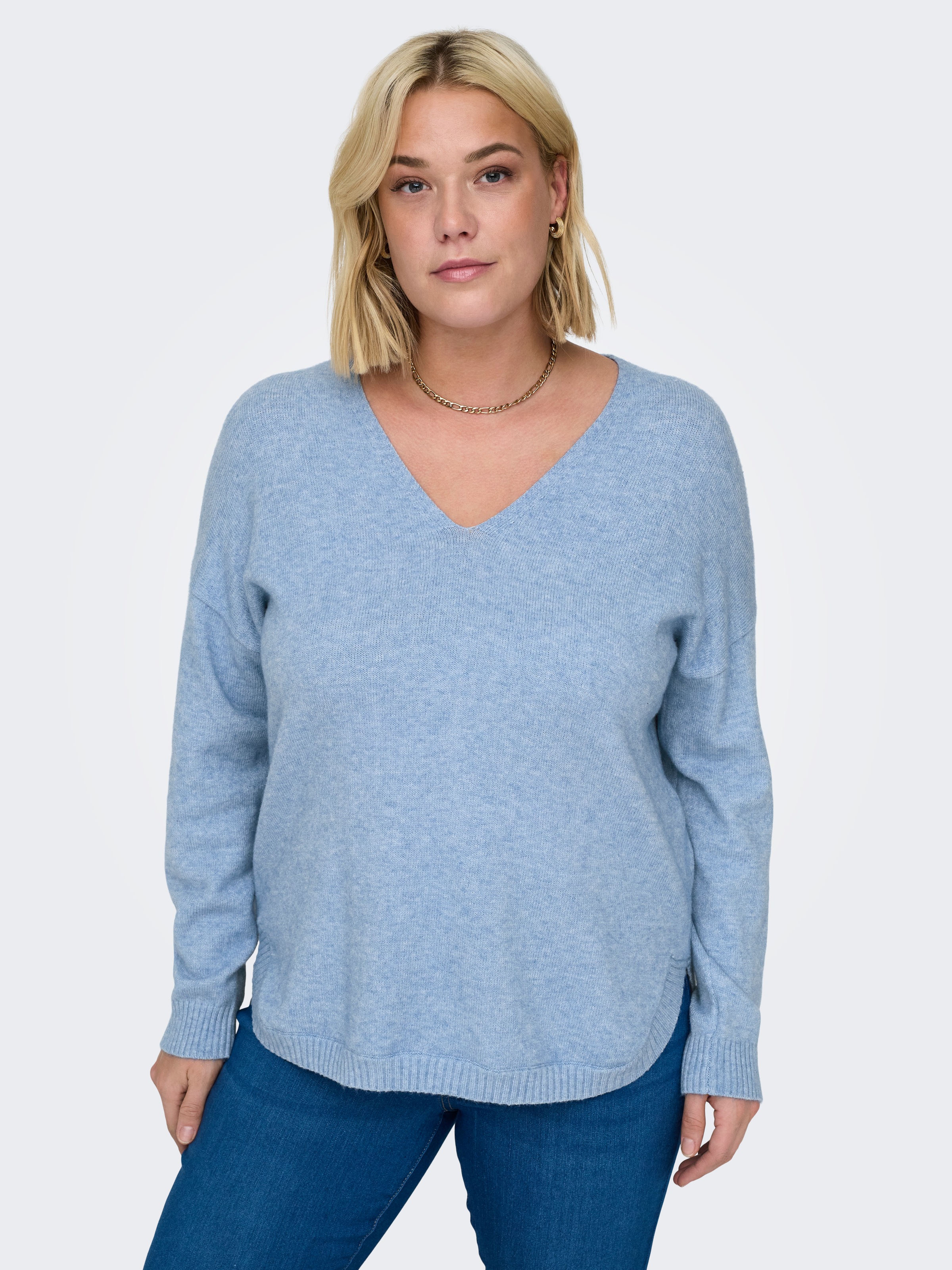 ONLY CARMAKOMA V-Ausschnitt-Pullover "CARMARGARETA LS PULLOVER KNT NOOS" Vi günstig online kaufen