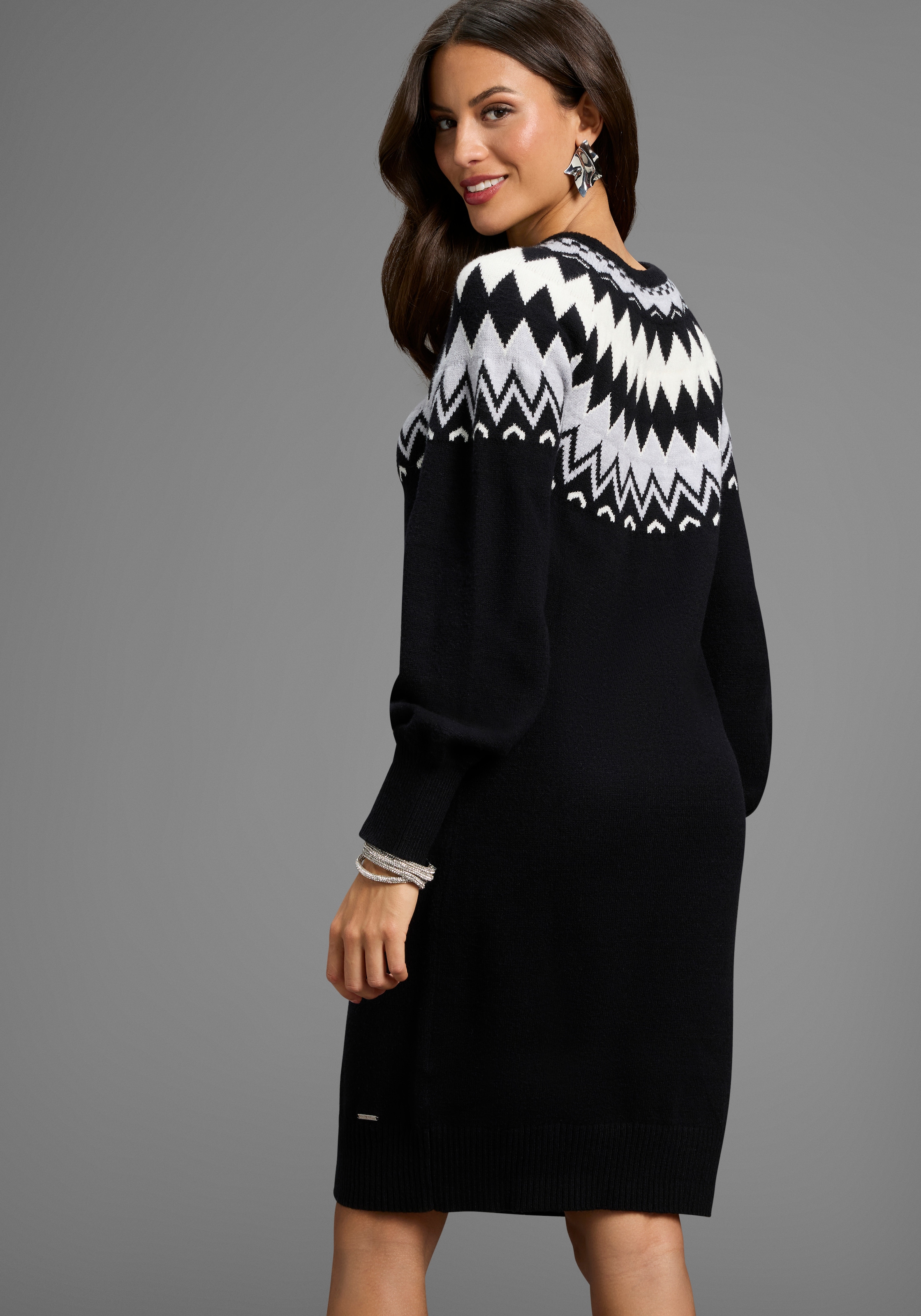 Laura Scott Strickkleid, mit kuscheligem Norwegermuster - NEUE KOLLEKTION