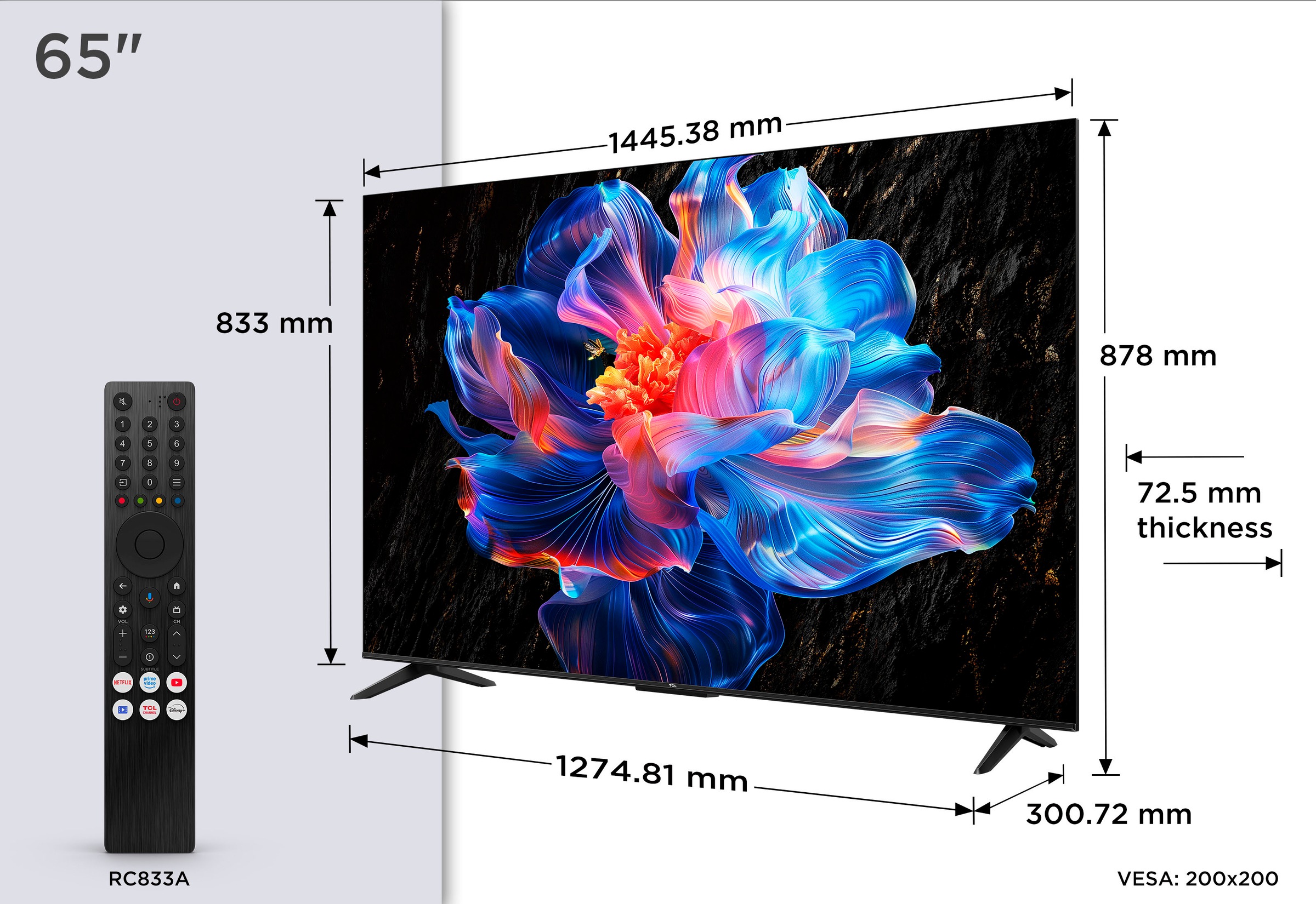 TCL LED-Fernseher »65V6CX1« 164 cm/65 Smart-TV 4K HDR, Multi-HDR, Dolby Vision, Game Master, Smart TV, Apple TV