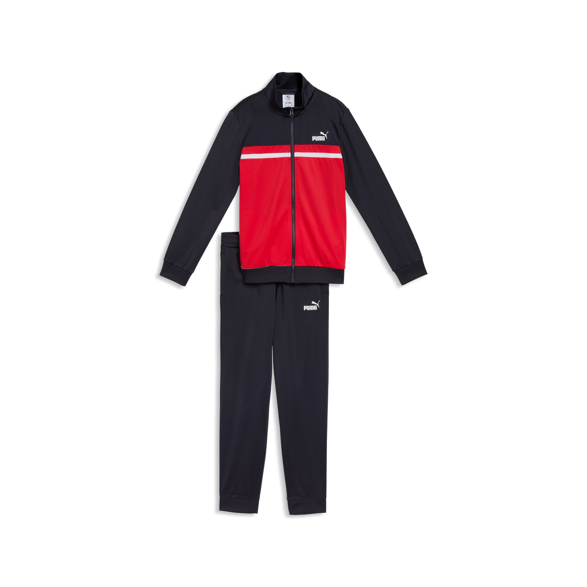 PUMA Trainingsanzug "POLY COLORBLOCK SUIT B" 2 zweiteiliges Set, mit Reißverschluss am Oberteil, aus Polyester