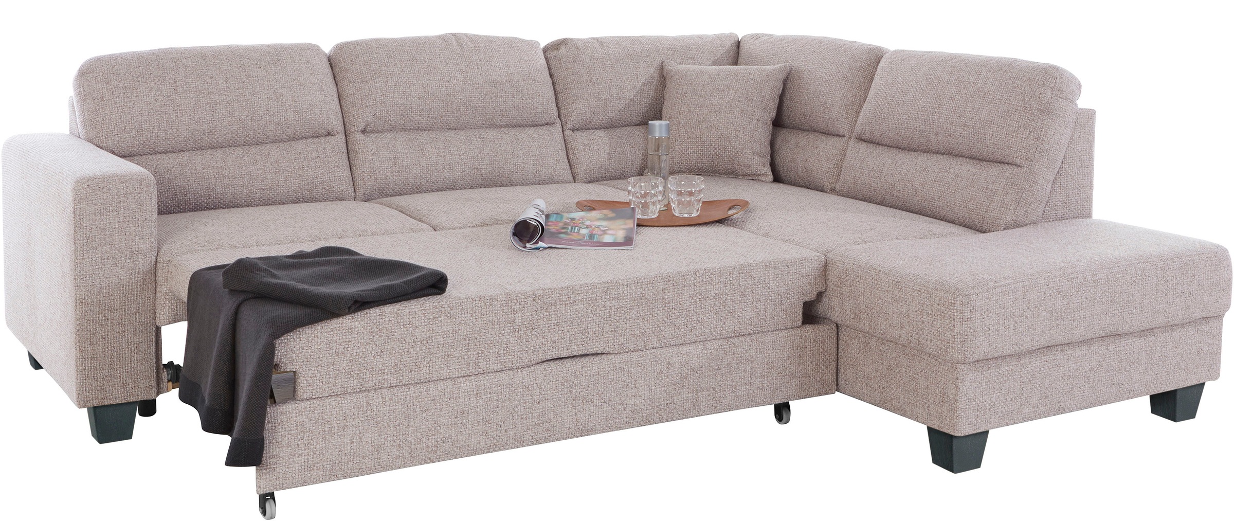TRENDMANUFAKTUR Ecksofa »Chamber, zeitlos und modern, hoher Sitzkomfort, L-Form«, wahlweise mit Schlaffunktion