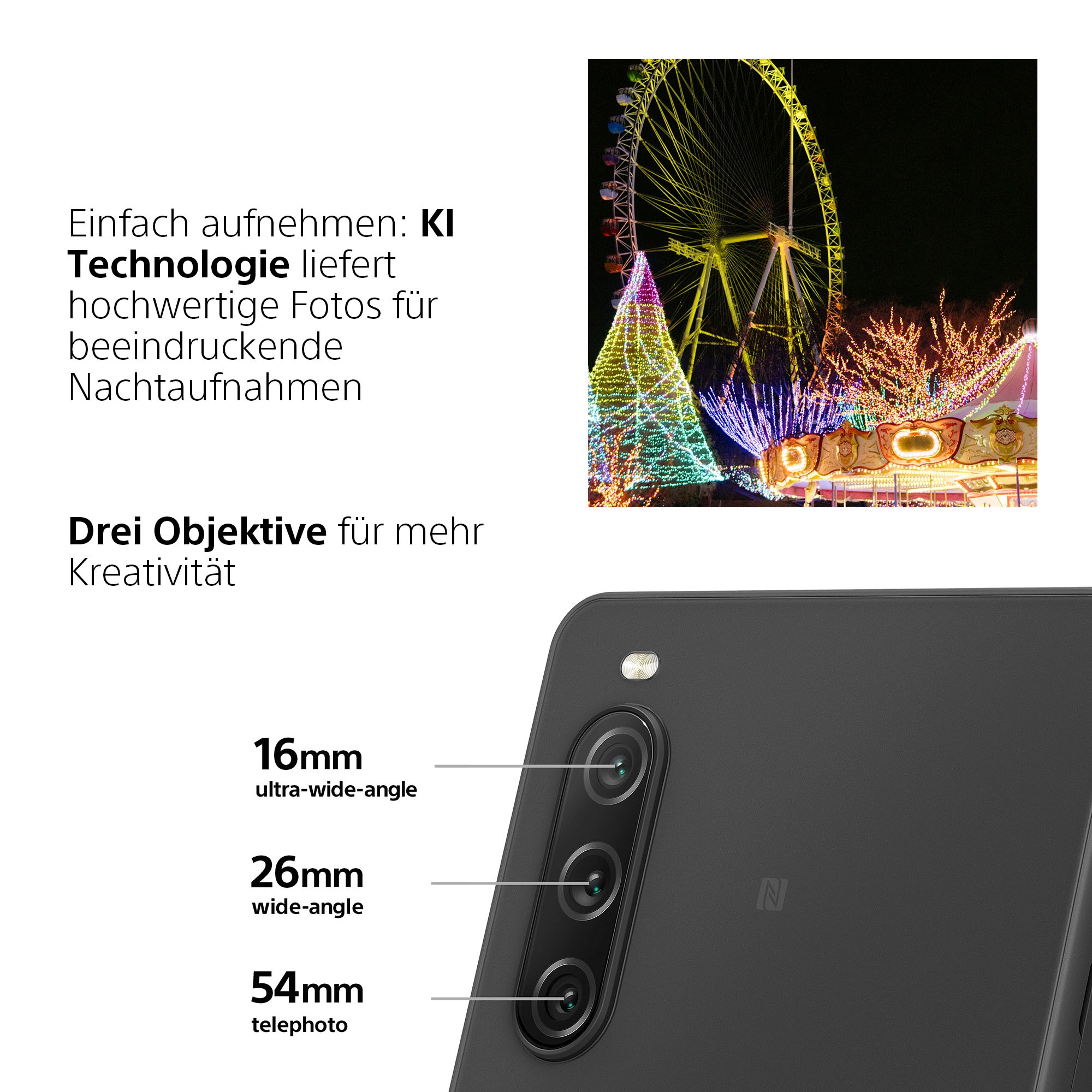 Sony Smartphone »XPERIA 10V«, GB | Zoll, 15,5 48 Kamera 128 cm/6,1 MP BAUR Speicherplatz, Gojischwarz