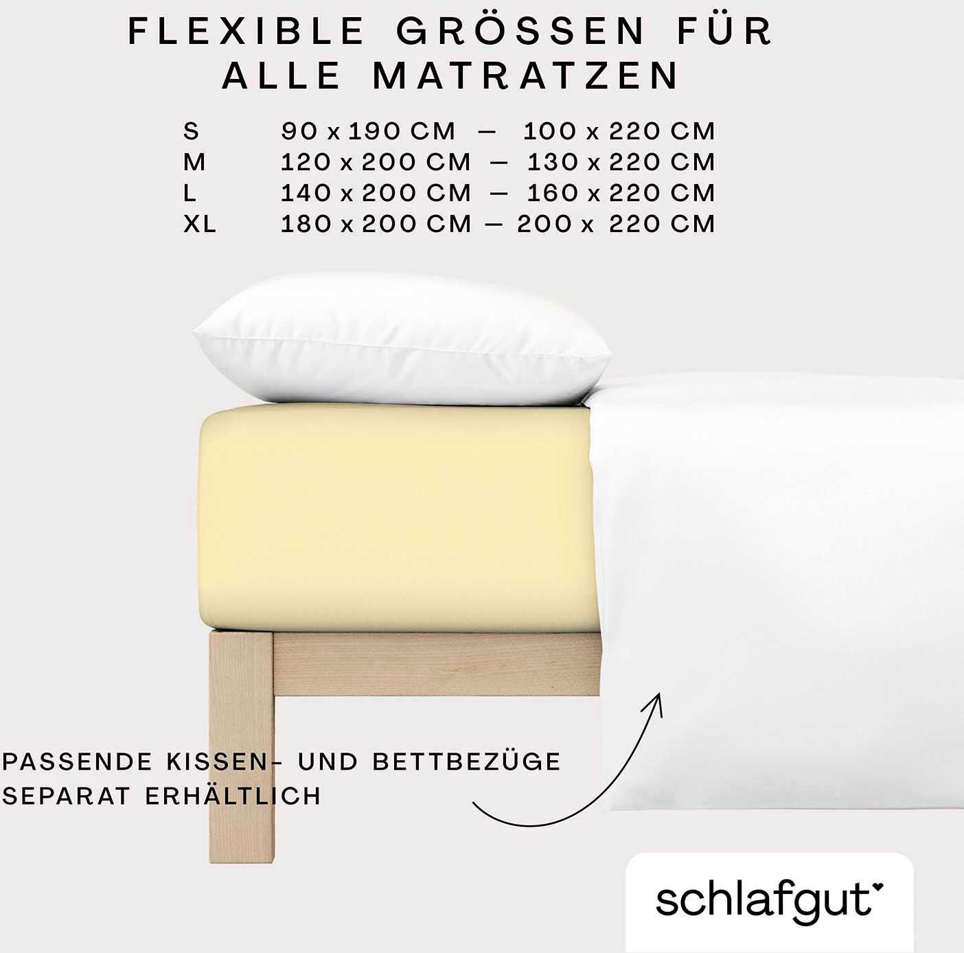 Schlafgut Spannbettlaken »PURE Bio-Baumwolle mit Elasthan, dehnbar blickdicht, straff, Bettlaken«, PREMIUM Laken für Matratzen bis 30cm Höhe, in 90x200, 140x200, 180x200