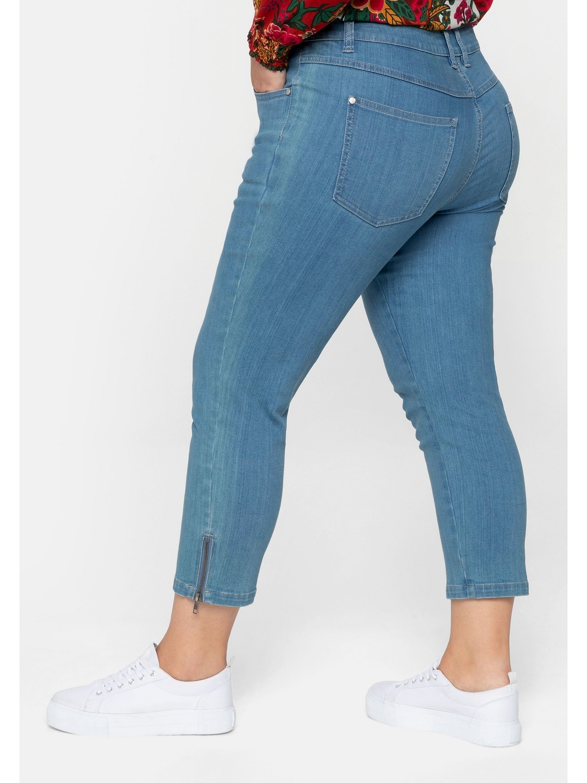 Stretch-Jeans »Große Größen«, in 7/8-Länge mit Zipper am Saum