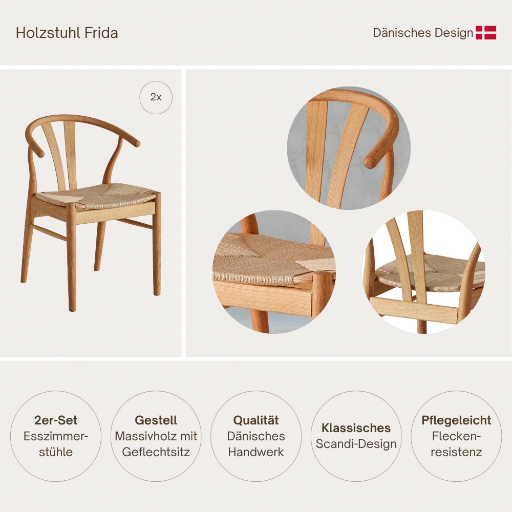 Hammel Furniture Holzstuhl »Frida, Stuhl, Holzstuhl, Massivholz mit Flechtsitz - robust, zeitlos« (Set) 2 Stk.Qualität & dänische Handwerkskunst - Dining by Hammel