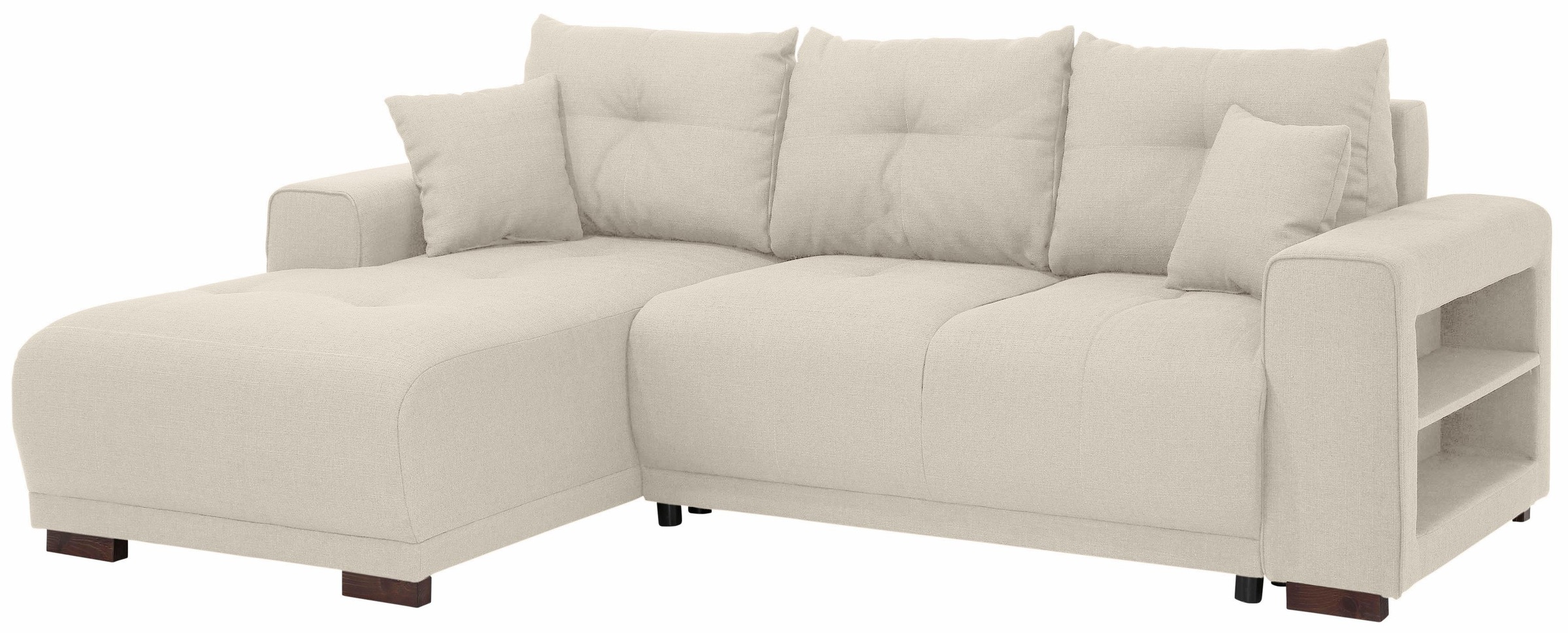 Home affaire Ecksofa »Viborg L-Form«, mit Regal in der Armlehne, wahlweise mit Bettfunktion