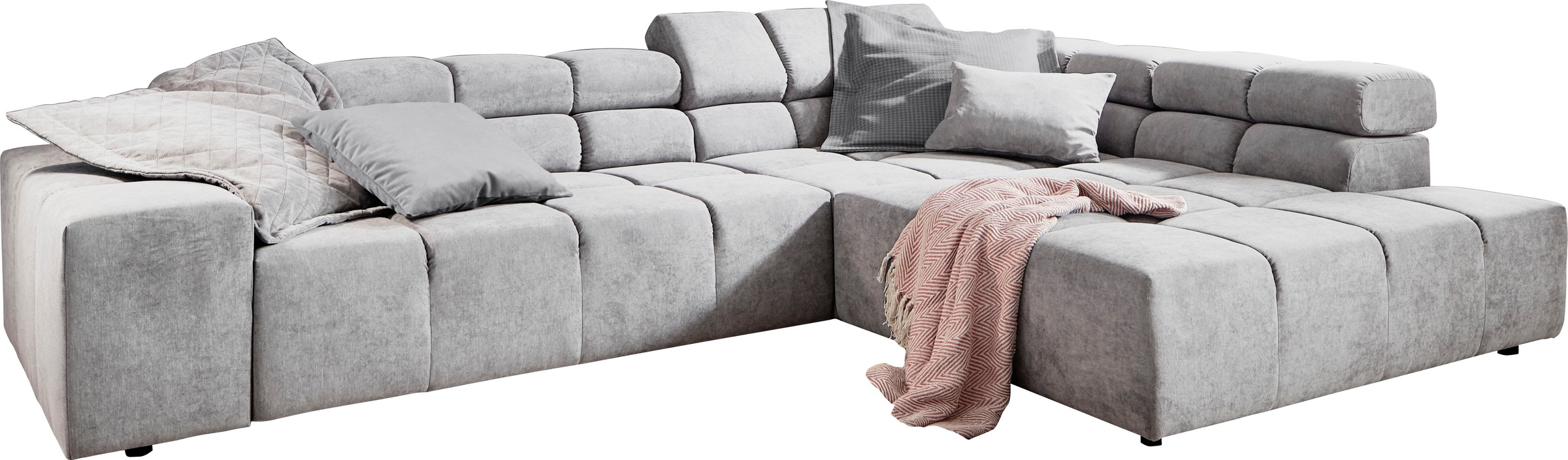 INOSIGN Ecksofa »Ancona incl. Kopfteilverstellung, Breite 319cm, L-Form«, wahlweise motorische Sitztiefenverstellung, auch in Cord + Easy Care