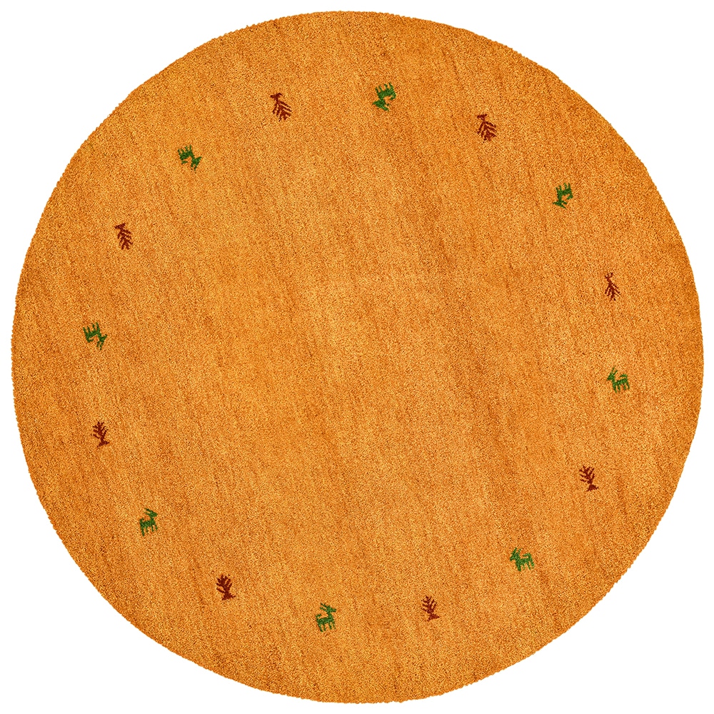 THEKO Wollteppich »Gabbeh Motiv, Handweb Teppich, Tiermotiv, reine Wolle, handgewebt«, rund, 14 mm Höhe, reine Wolle, handgewebt, Wohnzimmer, Schlafzimmer, Esszimmer