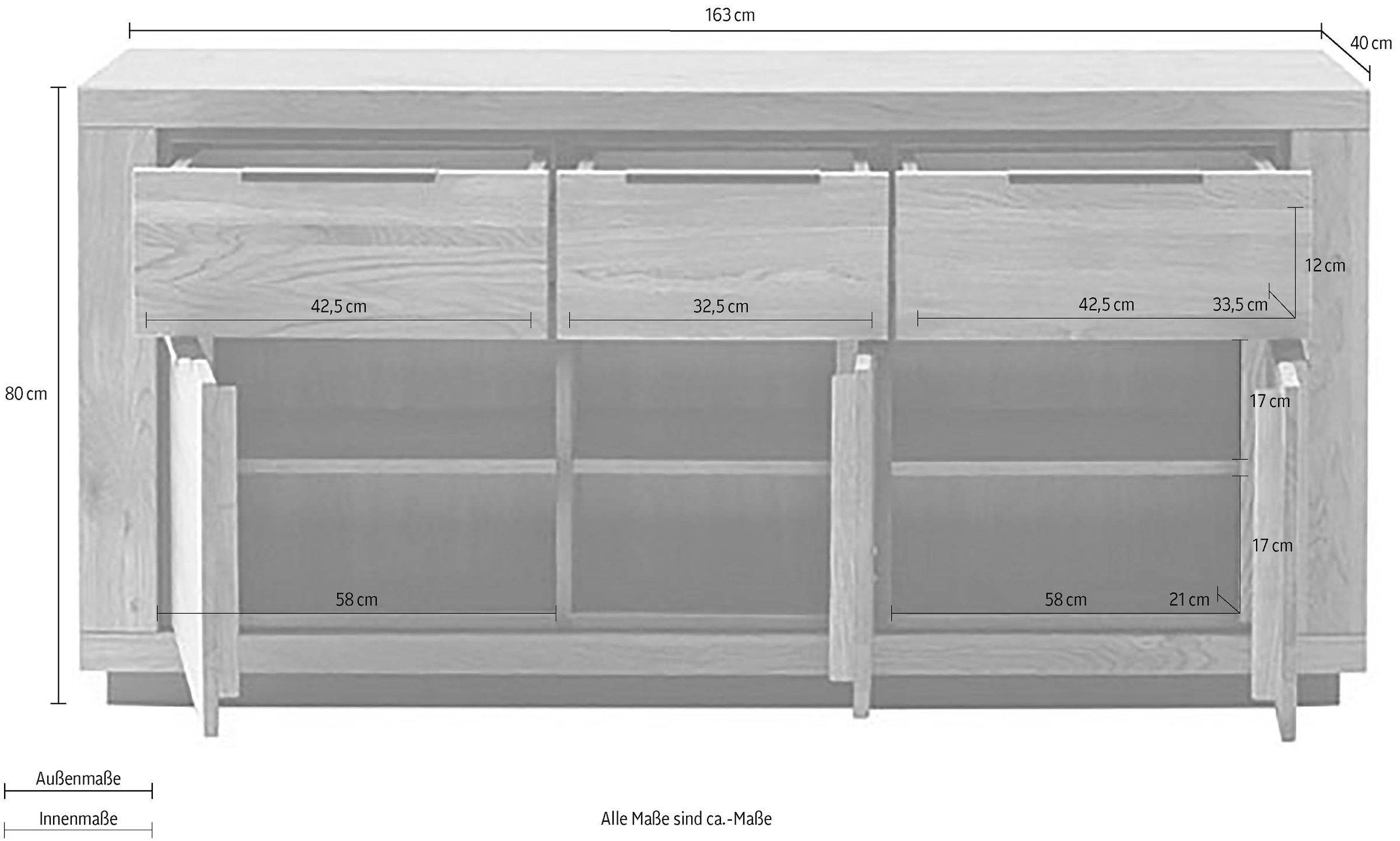 MCA living Sideboard »Greno Sideboard«, (1 St.), durchgehende Lamelle
