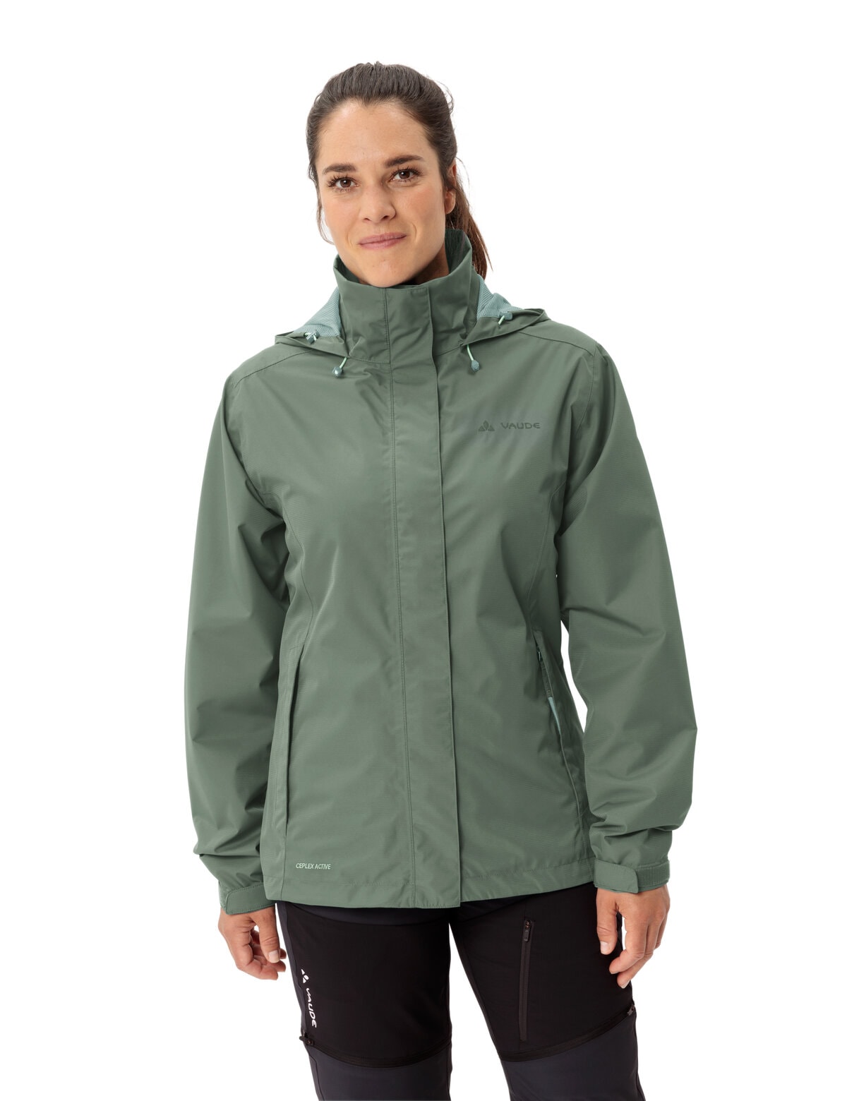 VAUDE Regenjacke "Womens Escape Light Jacket" mit Kapuze für Wandern und Trekking, atmungsaktives Material, wasserdicht