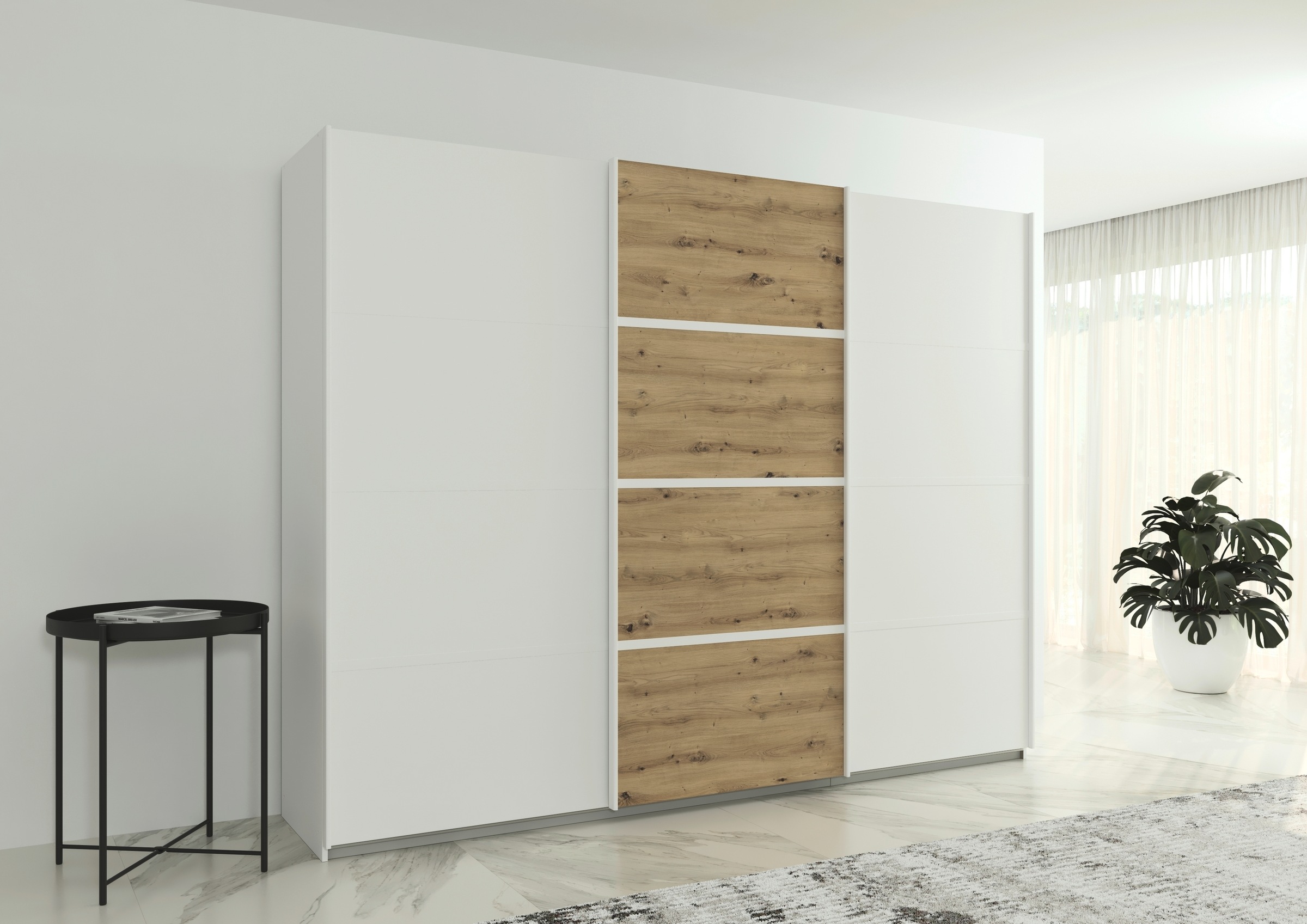 rauch Kleiderschrank »Schwebetürenschrank OTTO´s Choice Garderobe Schrank TOP ANGEBOT Avola«, (in 3 verschiedenen Ausstattungen BASIC/CLASSIC/PREMIUM), mit eleganten Zierleisten in Chrom, Schwarz oder Weiß MADE IN GERMANY