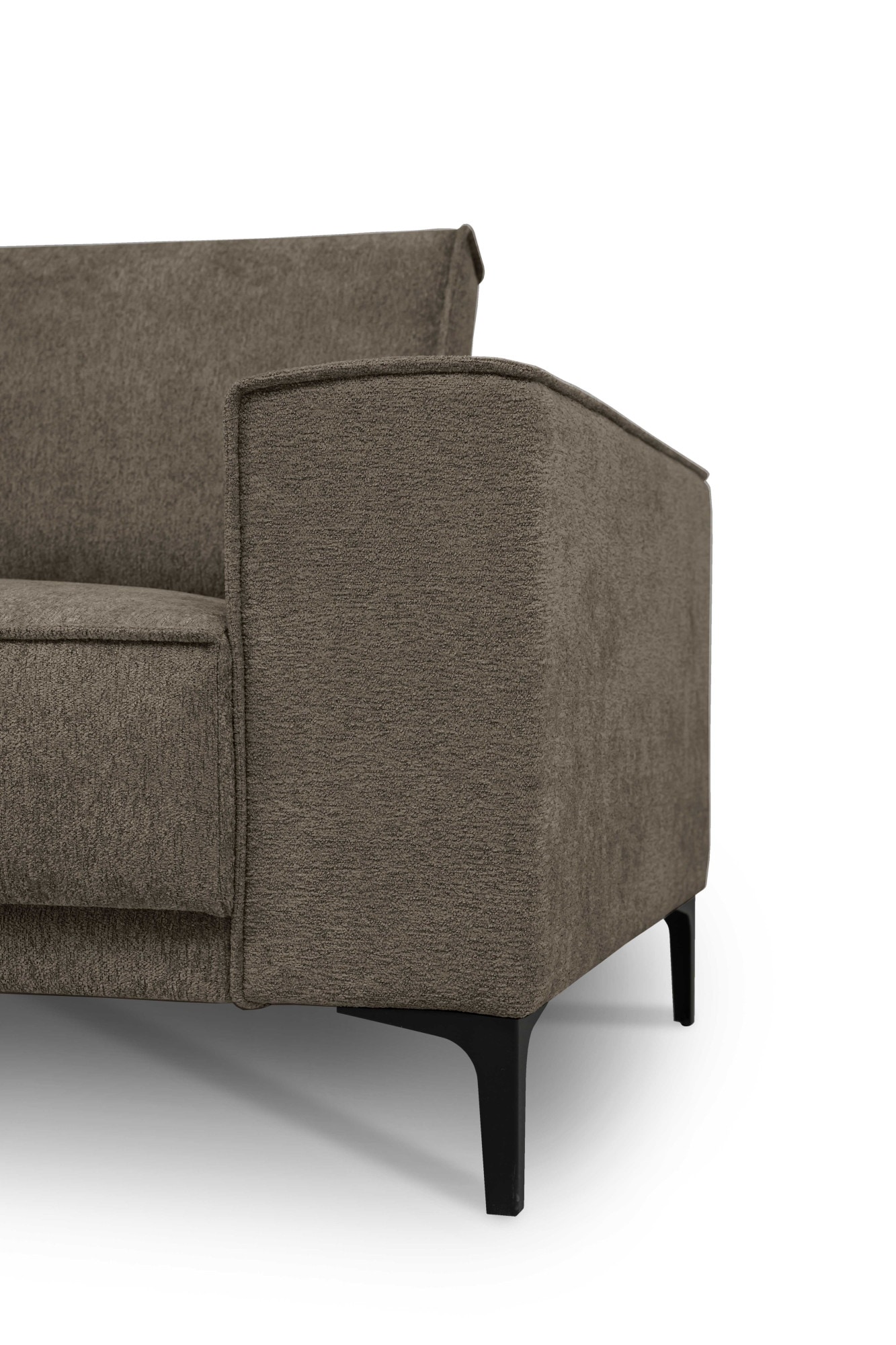 Places of Style Ecksofa »Polsterecke Oland, Struktur, Flachgewebe, Luxus-Microfaser, Boucle«, L-Form, 289 cm, Wellenunterfederung, Skandi-Design, Metallfüße