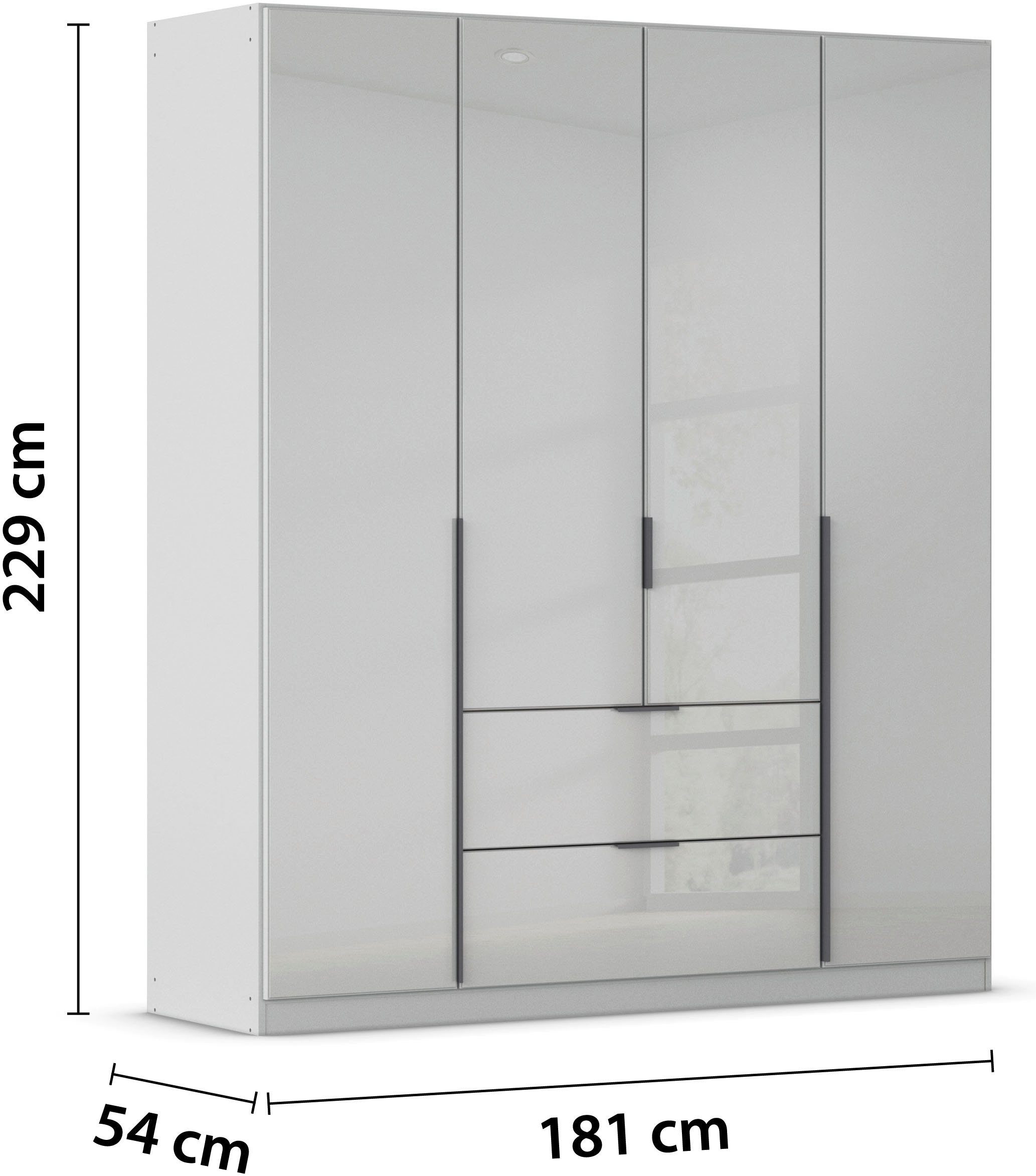 rauch Drehtürenschrank »Kleiderschrank Kleiderschränke Schrank Garderobe AGORDO mit Glasfront«, (in zwei Griff-Farben, Breiten 91-360 cm), mit Außenschubkästen, in 7 Breiten und 2 Höhen MADE IN GERMANY
