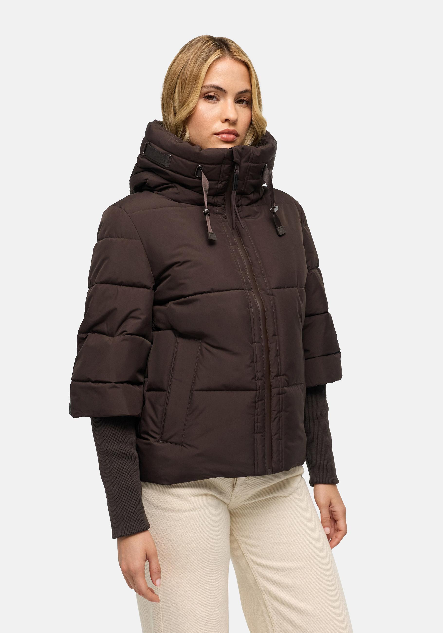 Navahoo Steppjacke "Lotusherz XIV" mit Kapuze Warme gesteppte Winterjacke mit Rippstrickärmeln