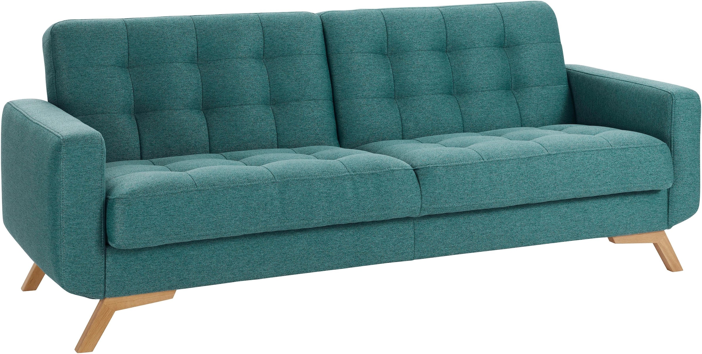 exxpo - sofa fashion 3-Sitzer »Fiord, aktuelles Design, tolle Detailverarbeitung im Sitz und Rücken«, bequem, wahlweise Kippcouch mit Bettfunktion und Bettkasten, Holzfuß