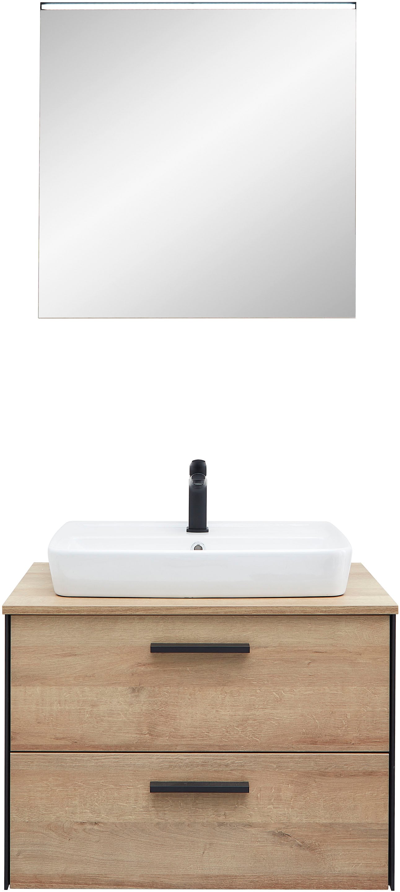 Saphir Badmöbel-Set "Quickset 395 2-teilig, Keramik-Aufsatzbecken mit LED-S günstig online kaufen