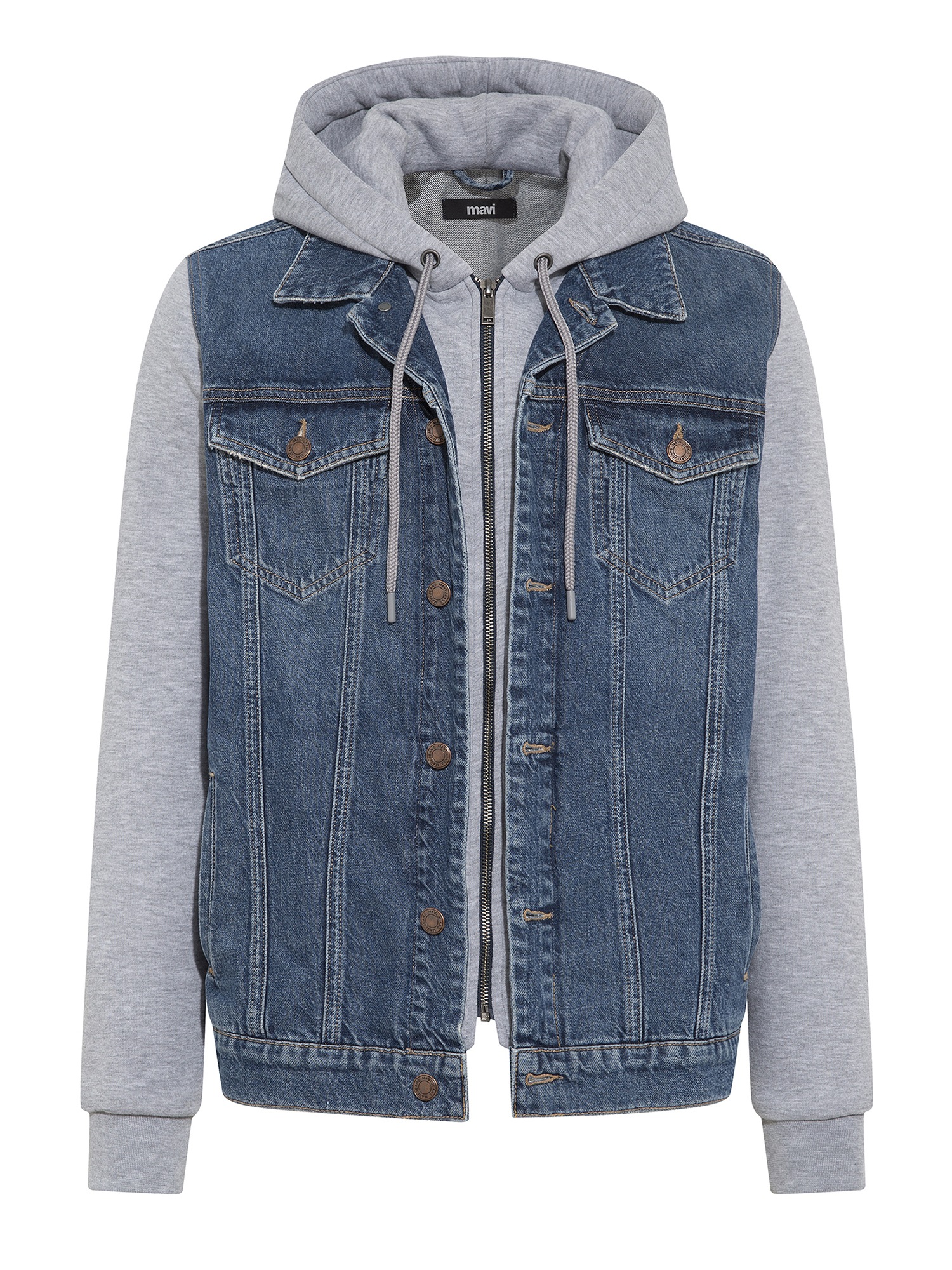 Mavi Jeansjacke »JERRY«, mit Kapuze, Jeansjacke mit Jerseyärmeln