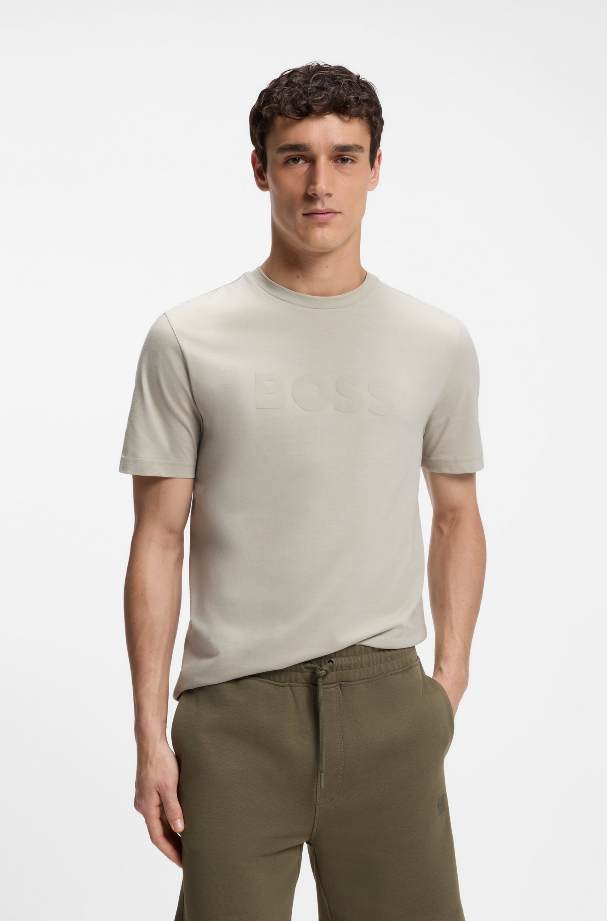 BOSS ORANGE T-Shirt Rundhalsausschnitt, Regular Fit, großer Logodruck