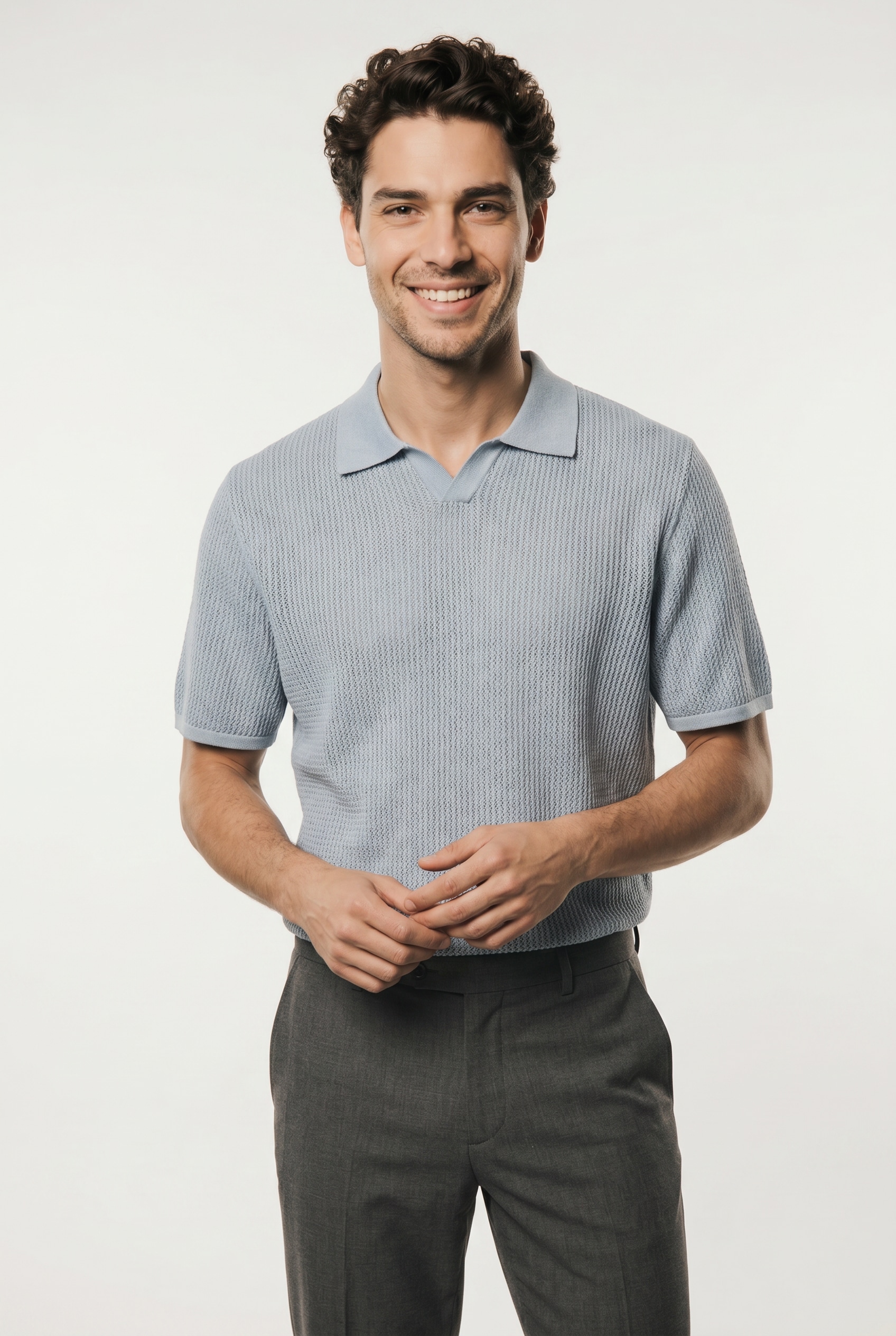 Jack & Jones Polokragenpullover "JORCASSIS KNIT TWISTED SPLIT NECK POLO" mit Streifen Muster