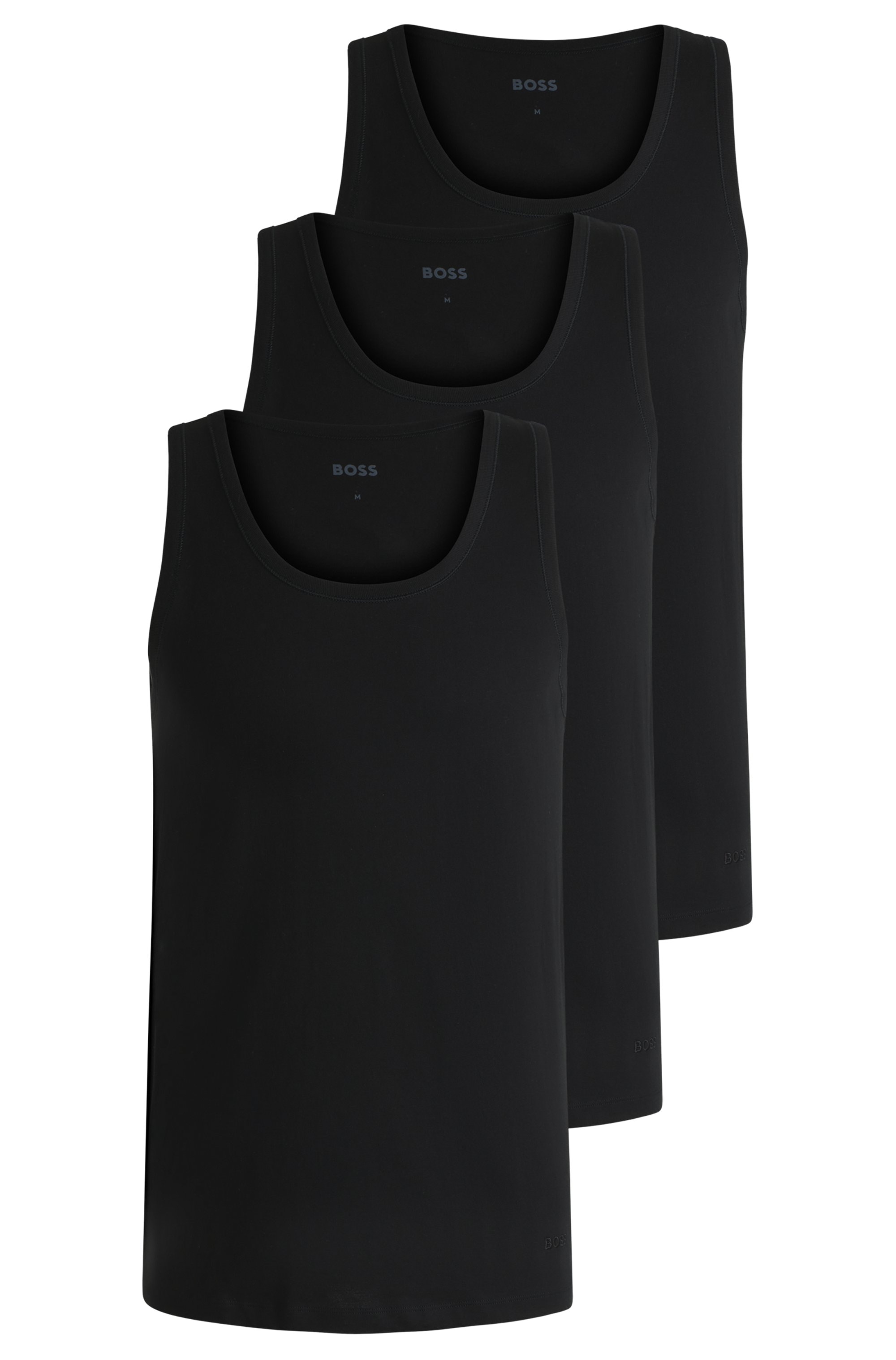 BOSS Unterhemd »Tank Top 3P CO«, (Packung, 3 St.), mit Rippbündchen