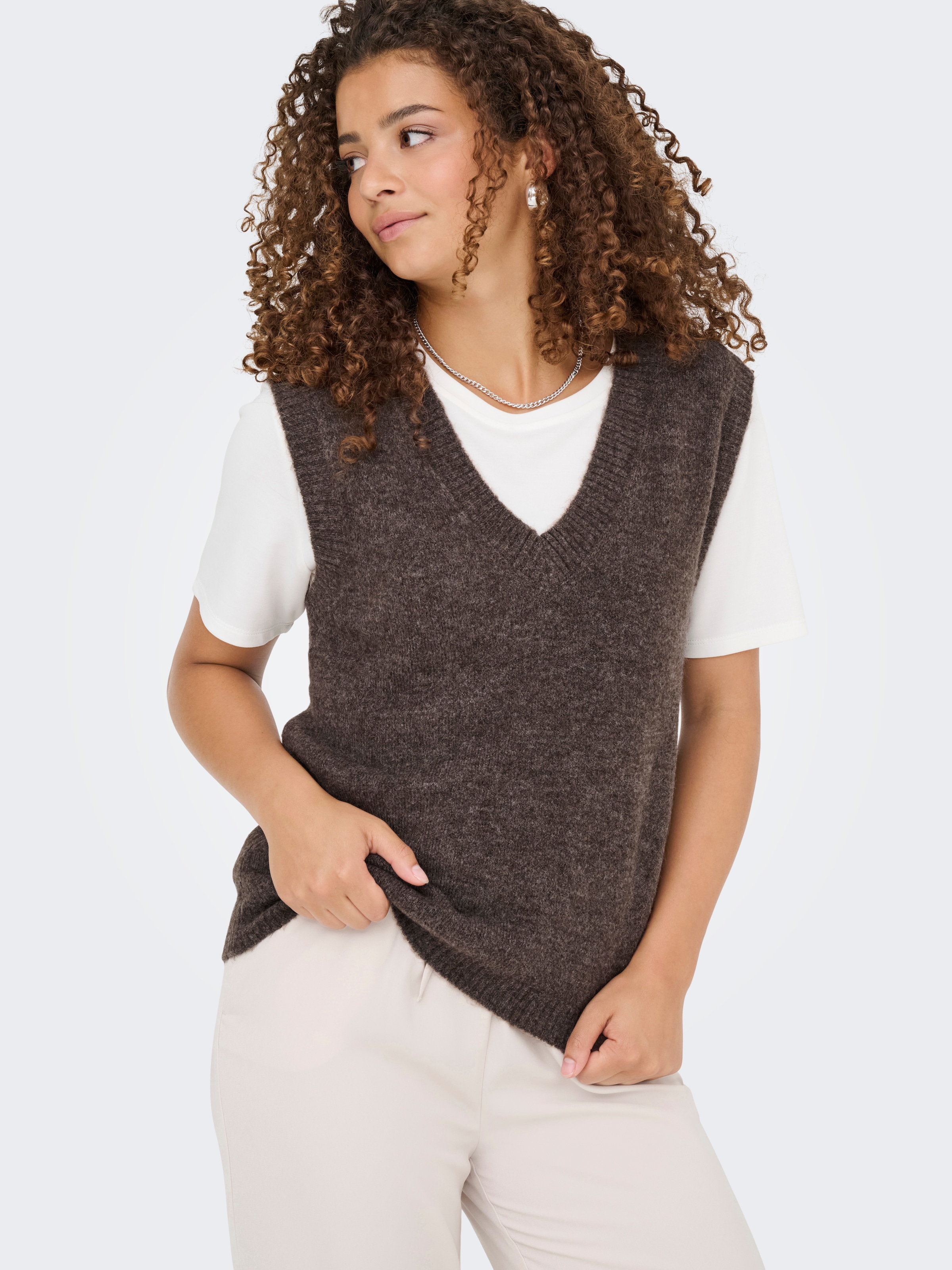 JDY Pullunder »JDYELANORA S/L VN VEST KNT NOOS« Materialmix mit Stretch