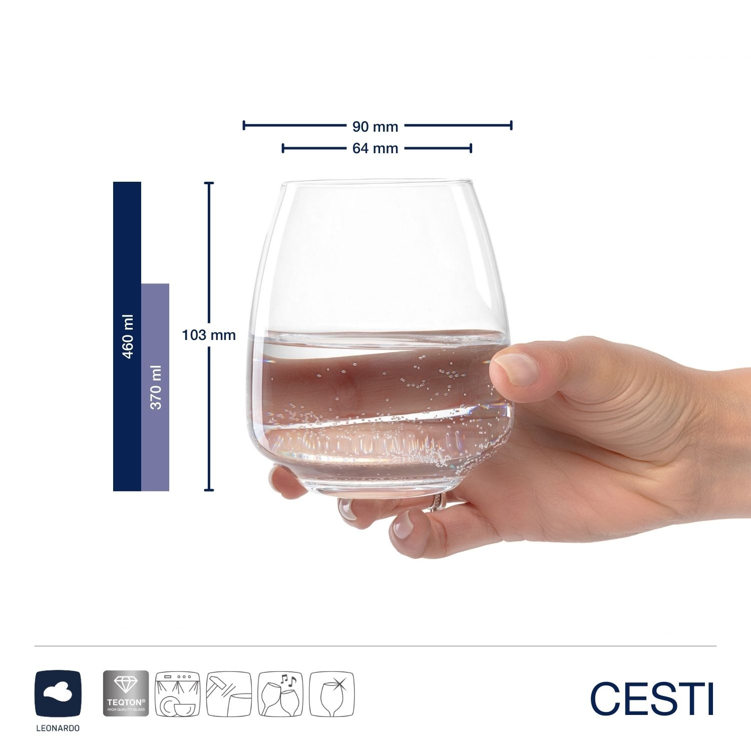 LEONARDO Gläser-Set »CESTI + Poliertuch, 9-teilig«, (Set, 9 tlg.), 4 Rotweingläser und 4 Trinkgläser mit Poliertuch