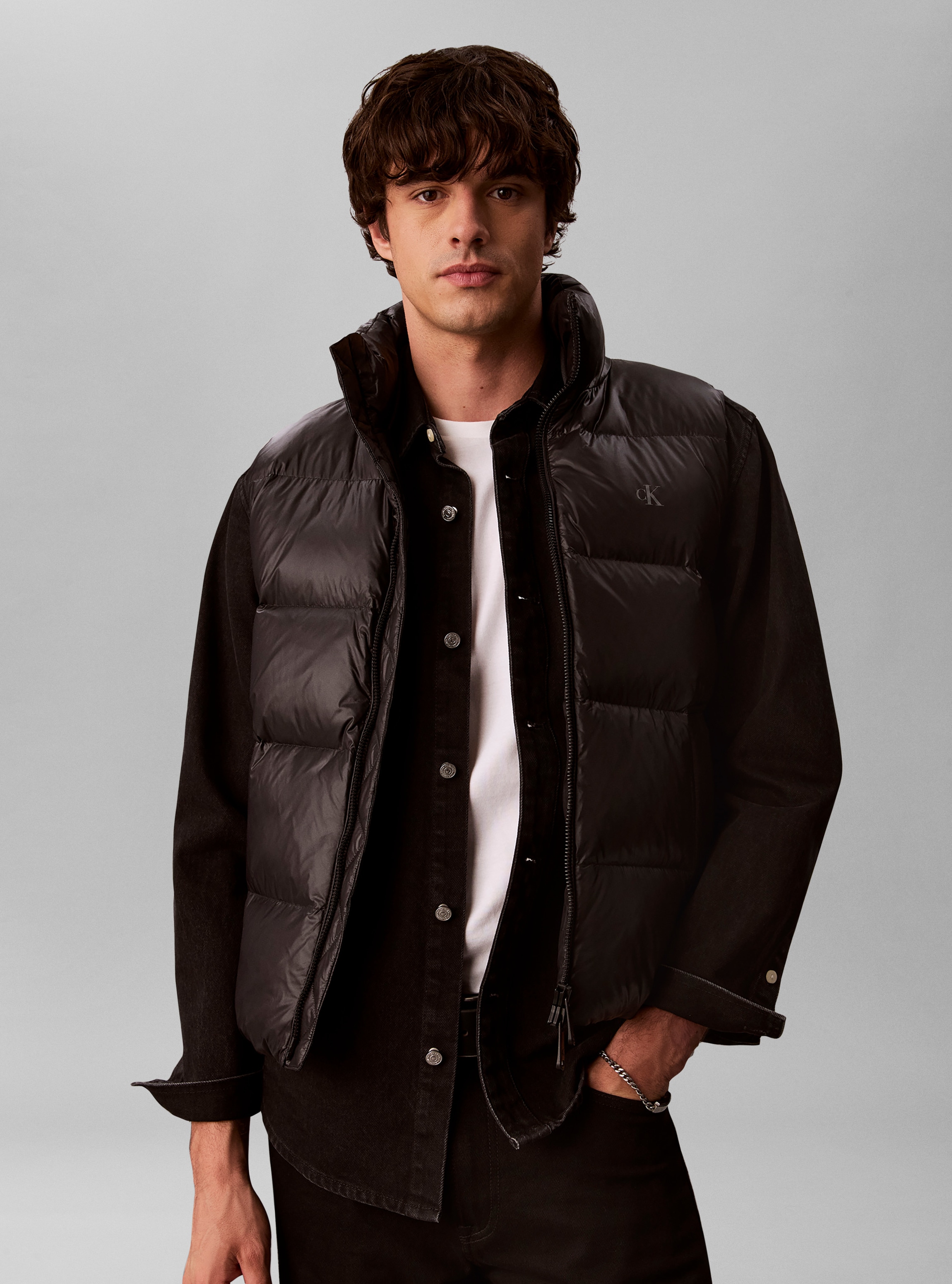 Calvin Klein Jeans Steppjacke "GLOSSY STAND COLLAR DOWN" ohne Kapuze Regular fit mit Stehkragen