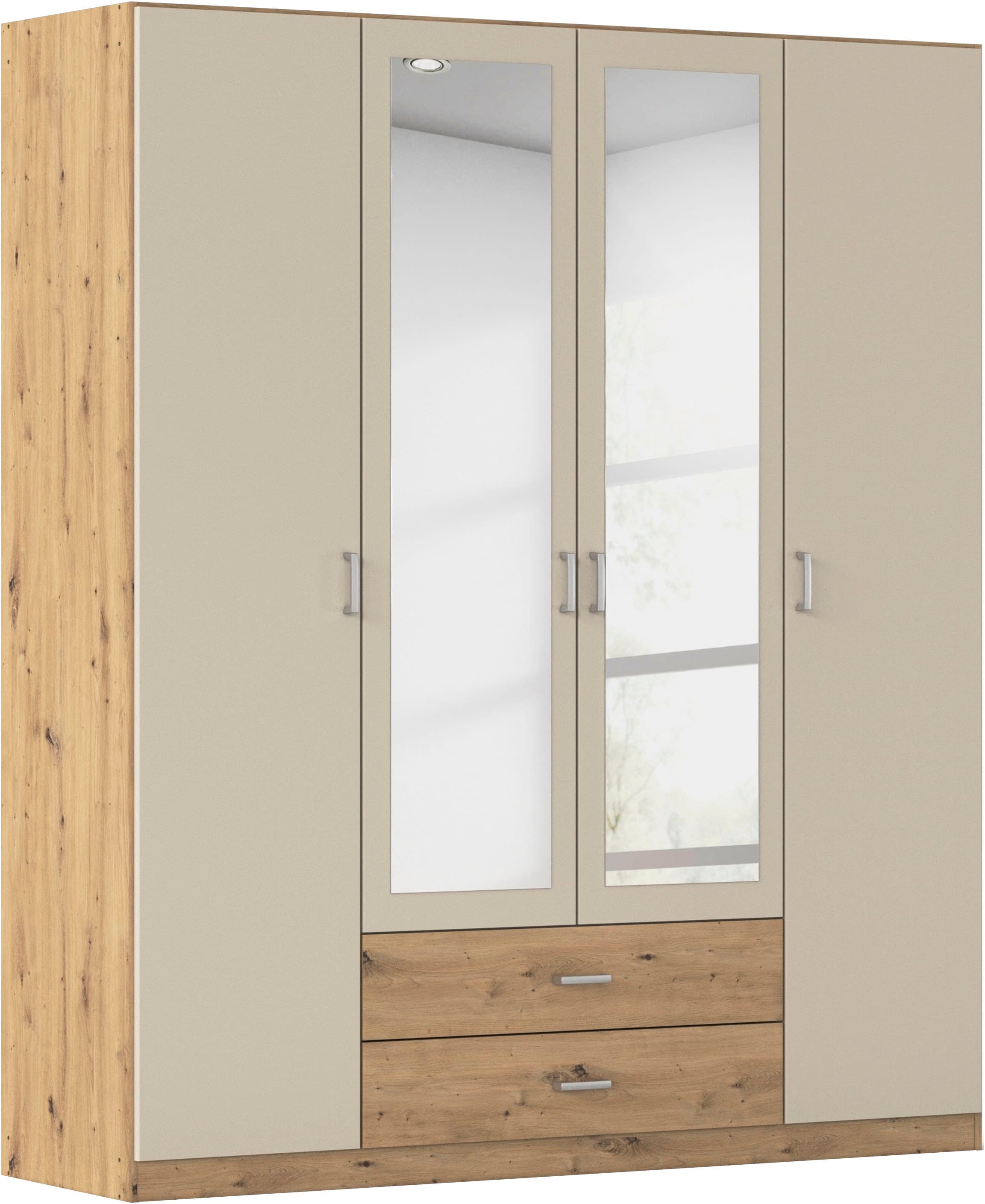 rauch Kleiderschrank "Schrank Garderobe Ankleide GAMMA Breiten 91/136/181/226/271/315/360 cm" in 3 Ausstattungen BASIC/CLASSIC/PREMIUM (inkl. SOFT-CLOSE-Funktion), verschiedene Griff-Varianten, mit Spiegel TOPSELLER MADE IN GERMANY