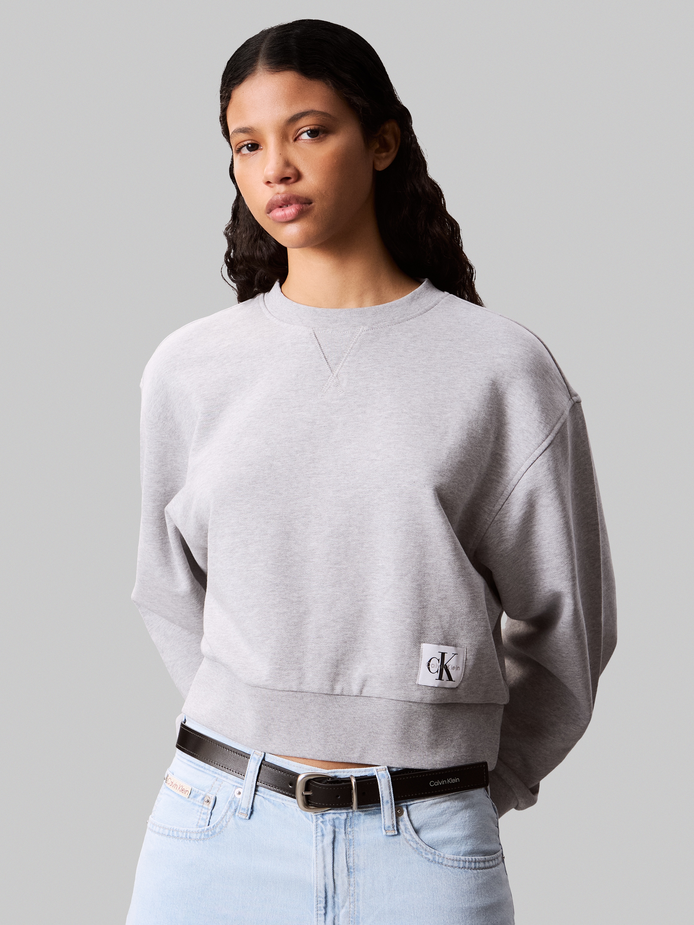 Calvin Klein Jeans Sweatshirt "FRENCH TERRY WOVEN LABEL CREW", Regular fit günstig online kaufen