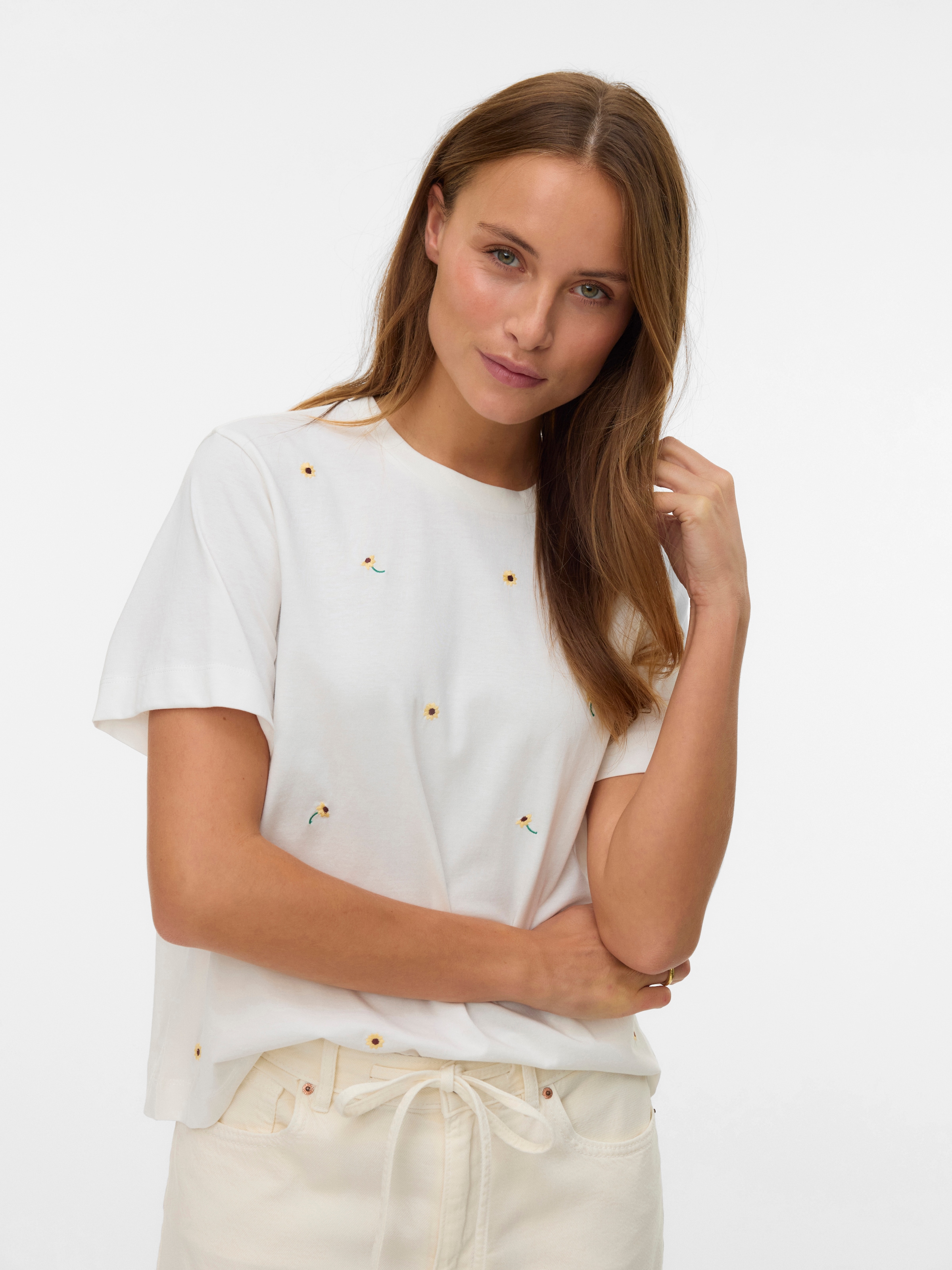 Vero Moda T-Shirt »VMSOLA METTE SS TOP BOX JRS« Baumwolle