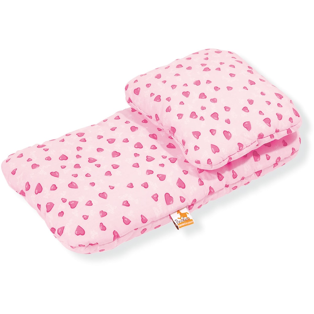 Pinolino® Puppen Bettwäsche »Herzchen, rosa«, (Set, 2 tlg.)