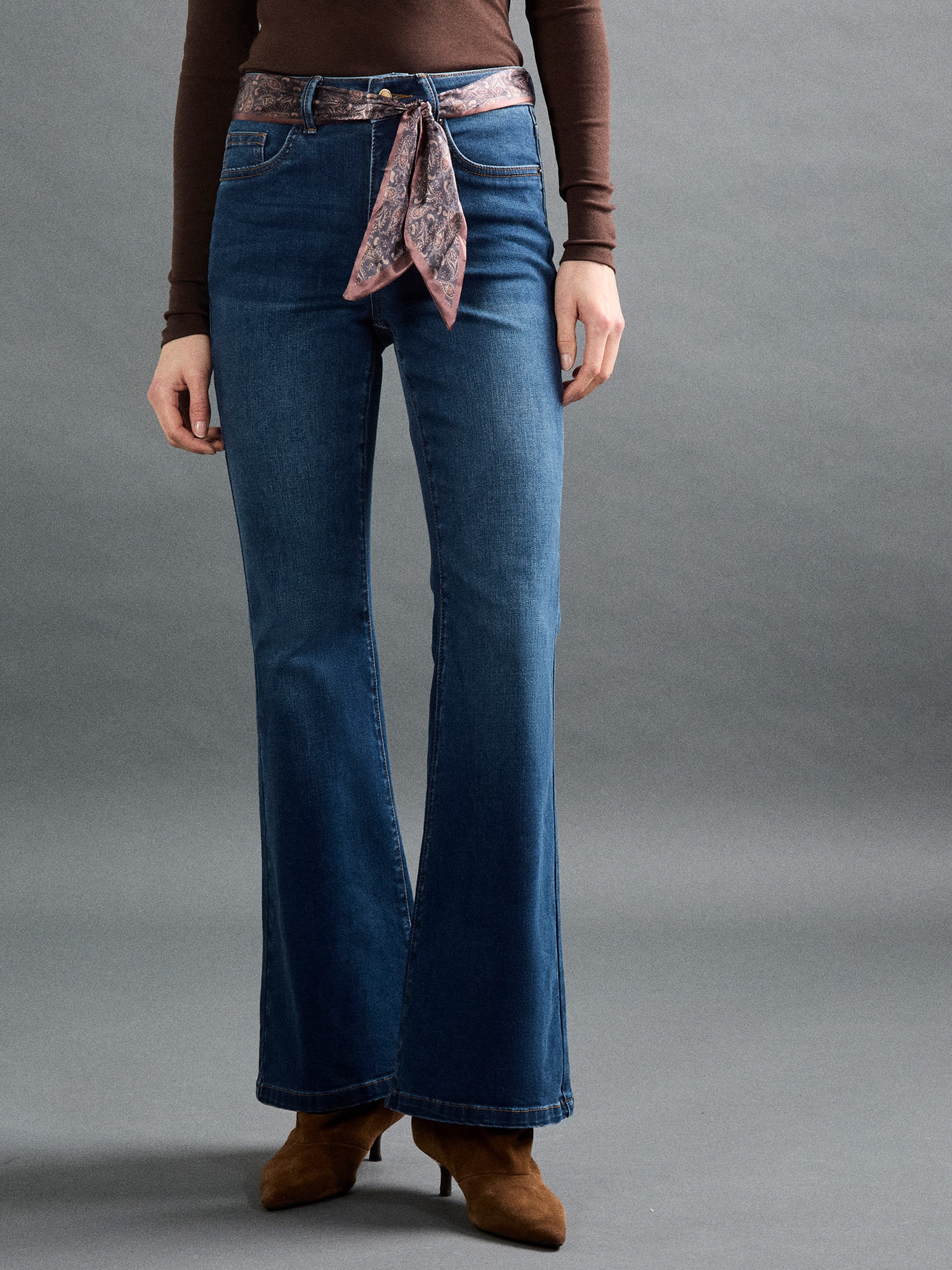 Apricot Bootcut-Jeans »Lulu-Jeans mit ausgestelltem Bein« mit Schalprint-Bindeband