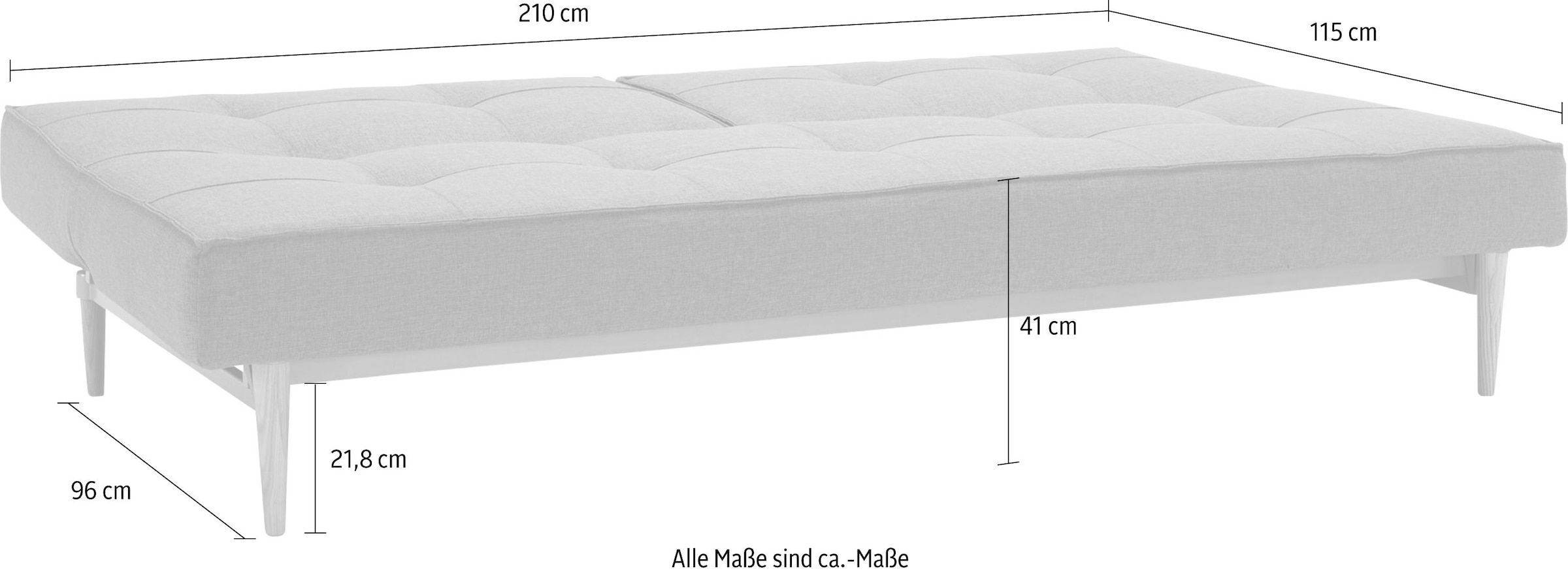 INNOVATION LIVING ™ Schlafsofa »Splitback«, mit hellen Styletto Beinen, in skandinavischen Design