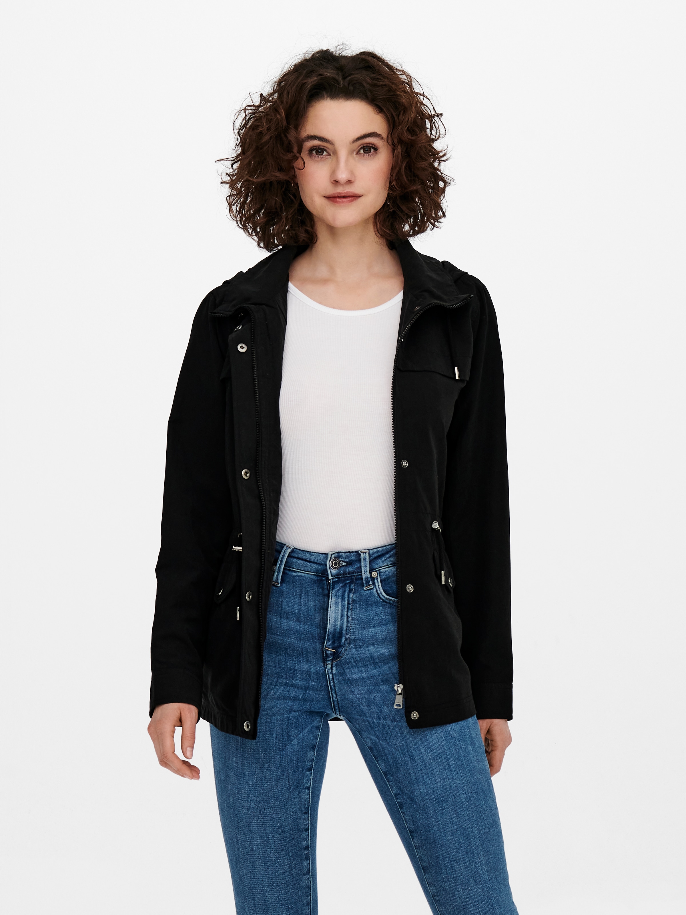 ONLY Parka »ONLNEWSTARLINE SPRING JACKET CC OTW« mit Kapuze mit durchgehendem und verdecktem Reißverschluss
