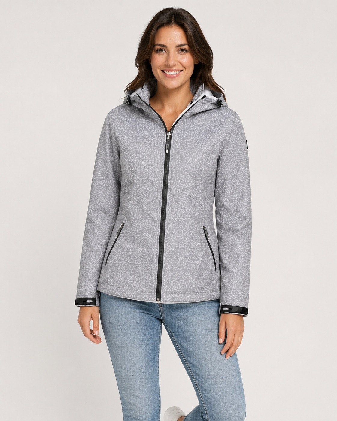 LPO Softshelljacke "SHELBY PEAK II" mit Kapuze leichte Softshelljacke mit All-Over-Print und abnehmbarer Kapuze