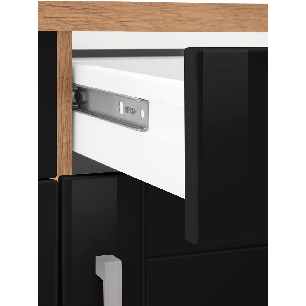 Wohnen Küchenmöbel HELD MÖBEL Küchenzeile »Tinnum«, ohne E-Geräte, Breite 360 cm schwarz Hochglanz