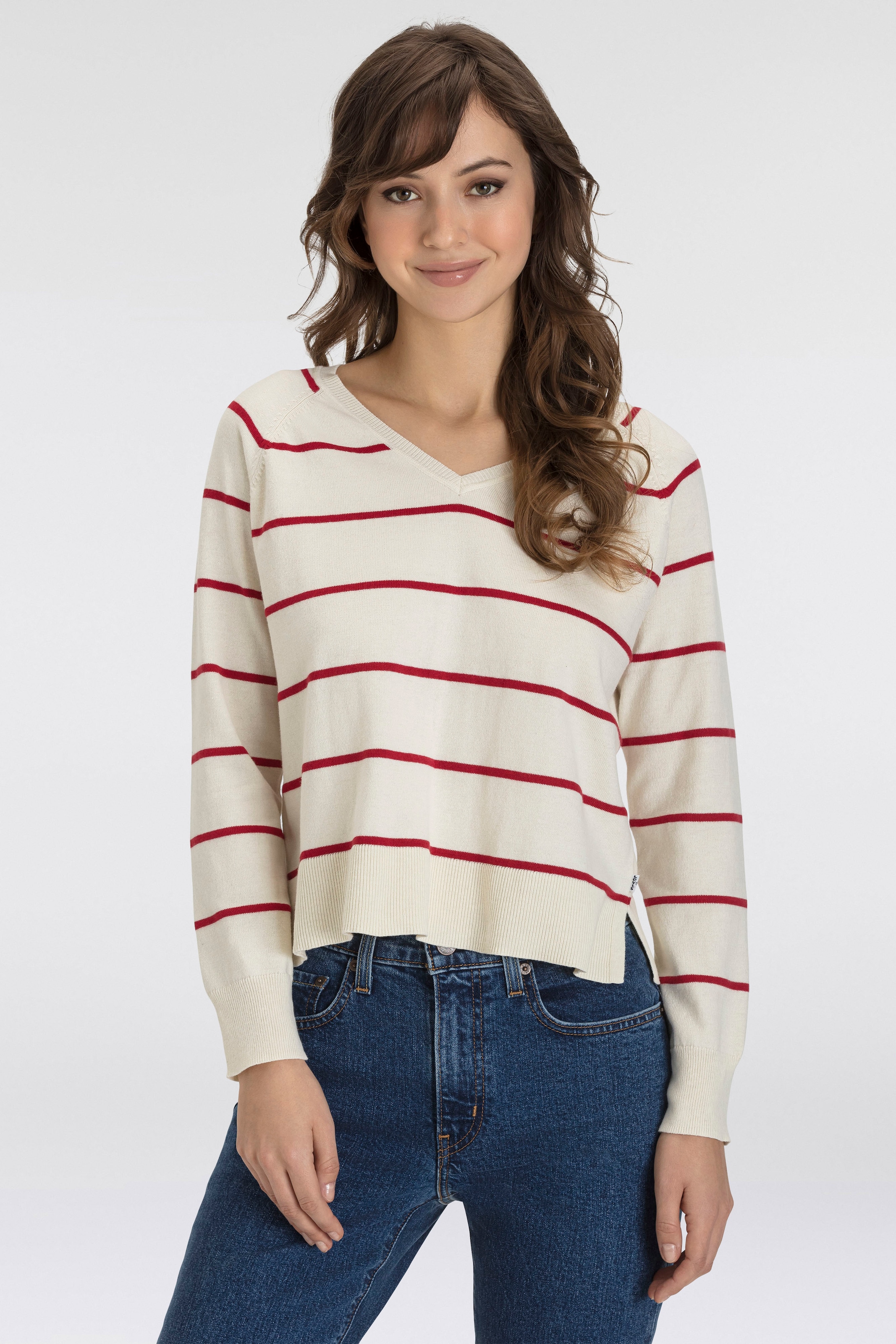 Levis Longpullover "PETAL VNECK SWEATER", mit Rippbündchen günstig online kaufen