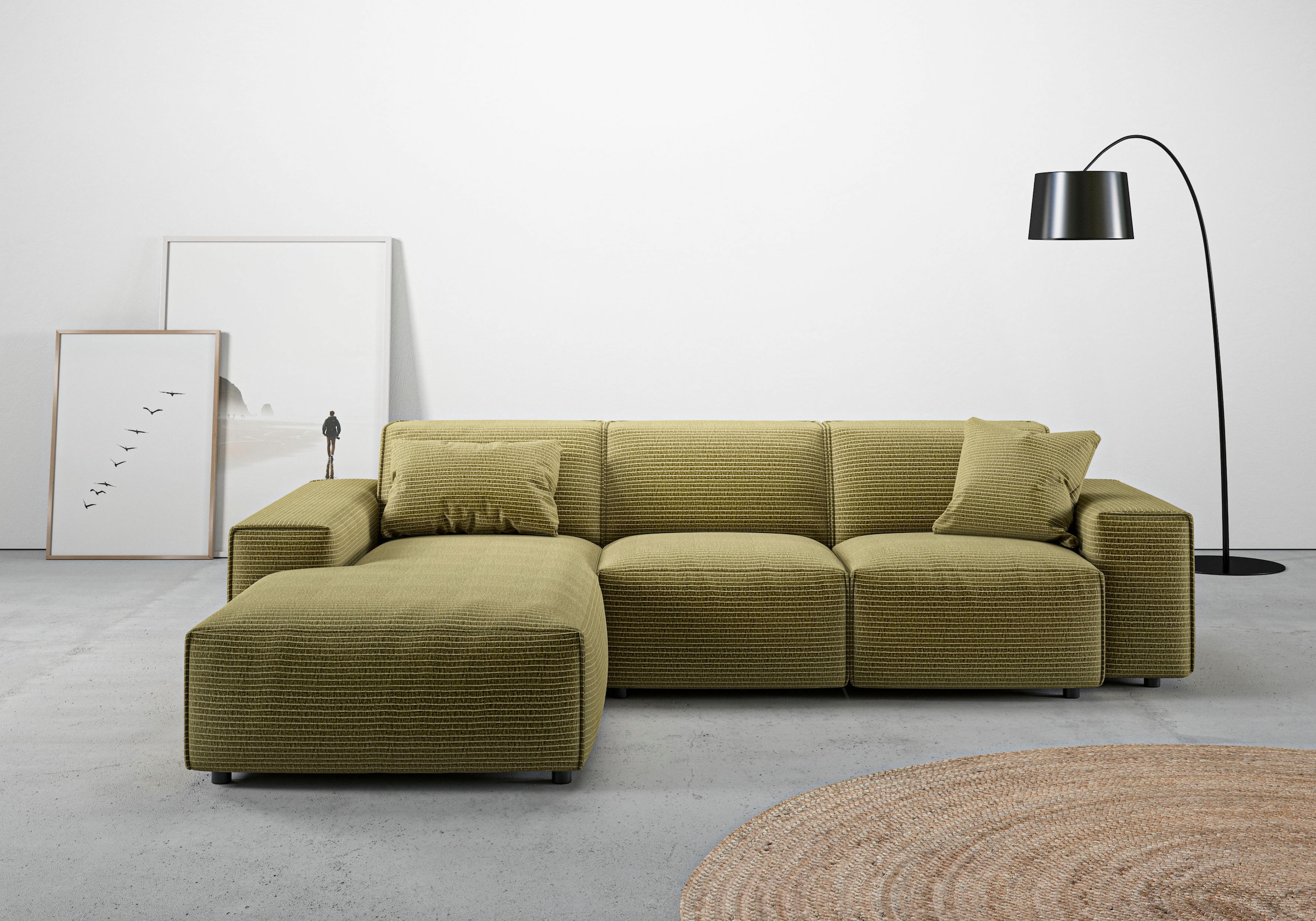 Home affaire Ecksofa "Glimminge L-Form auch in Breitcord, Feincord + Easy care-Bezug," Breite 264, Zierkissen