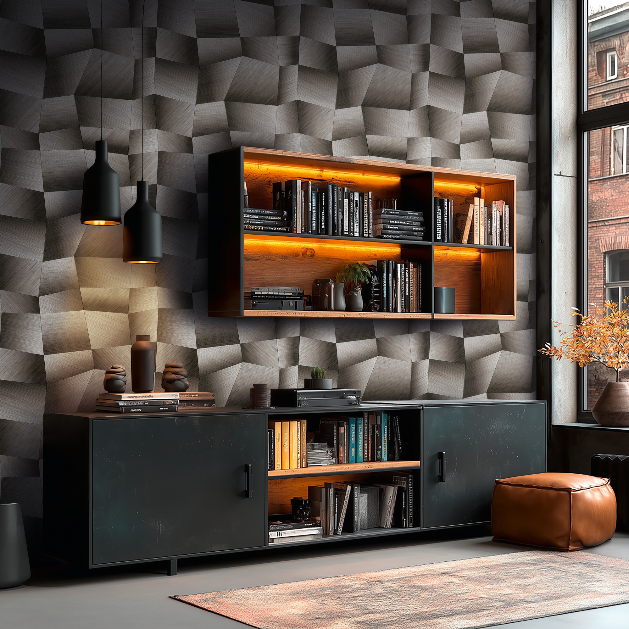 living walls Vliestapete »Vibes & Styles Damian – Refined Dimensions Vliestapete« 3D-Optik leicht strukturiert Geometrisches 3D-Design mit markanter Struktur und edlem Glanzeffekt