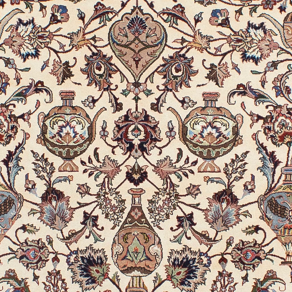 Wohnen Teppiche morgenland Wollteppich »Kaschmar Blumenmuster Beige 296 x 201 cm«, rechteckig, 1 mm Höhe, Unikat mit Zertifikat 