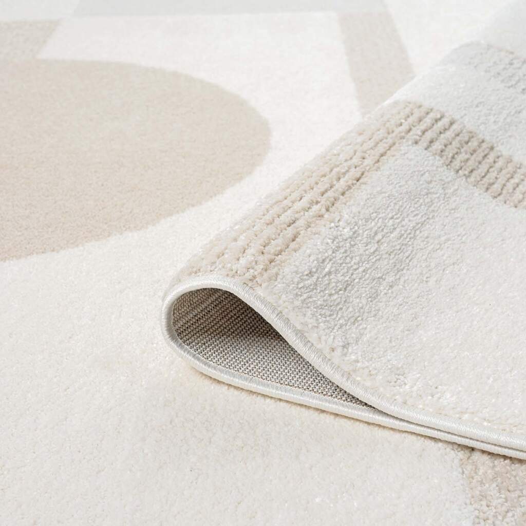 Teppich CARPET CITY "LOUNGE 9992", beige (creme), B:80cm H:15mm L:300cm, Obermaterial: 100% Polyester, Teppiche, Teppich, Kurzflor-Teppich Modern, Hoch-Tief-Struktur, Wohnzimmer, Schlafzimmer 3