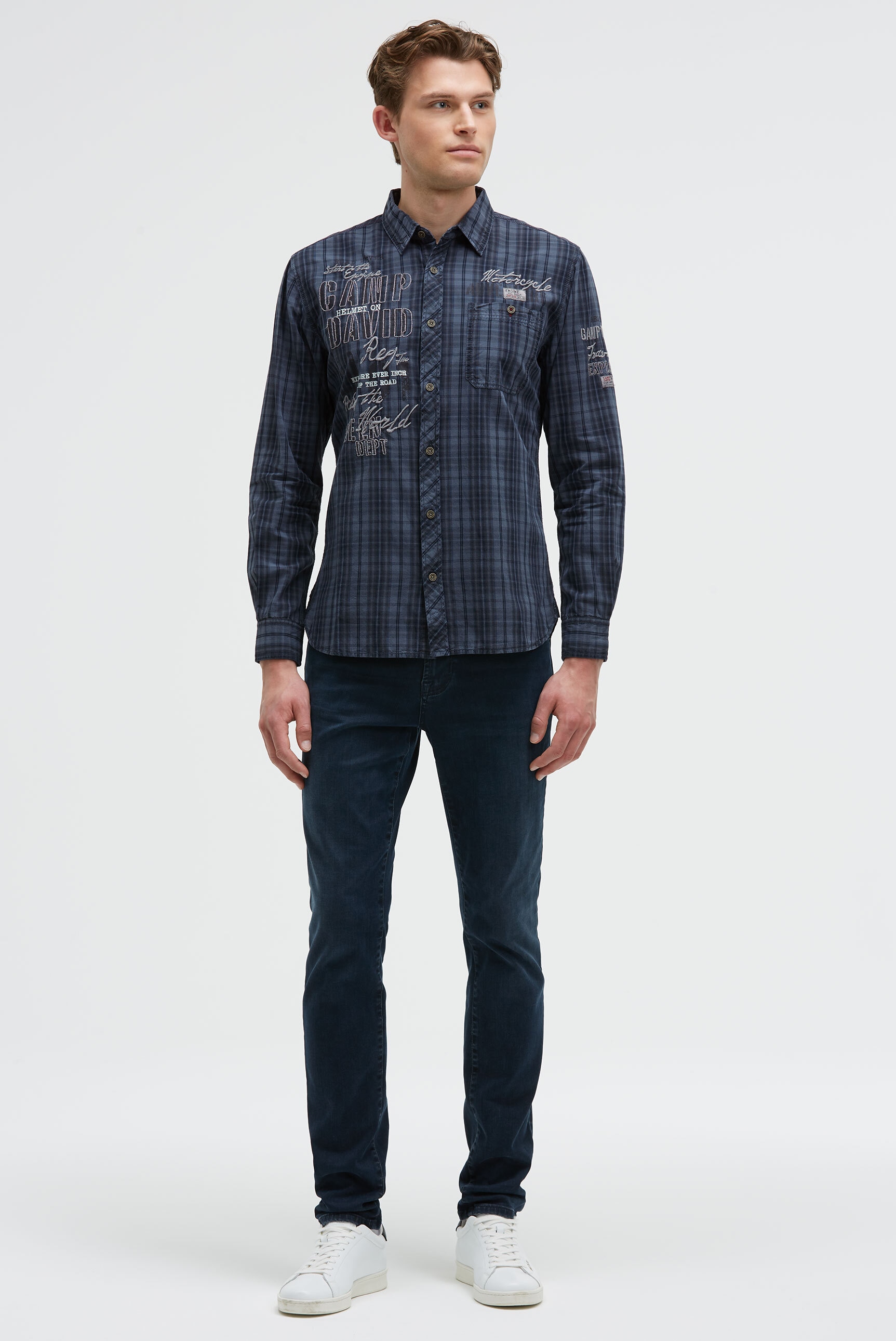 CAMP DAVID Langarmhemd mit Brusttasche