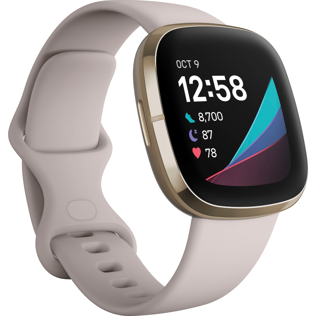 Marken Fitbit fitbit Smartwatch »Sense«, (FitbitOS5 inkl. 6 Monate Fitbit Premium) weiß