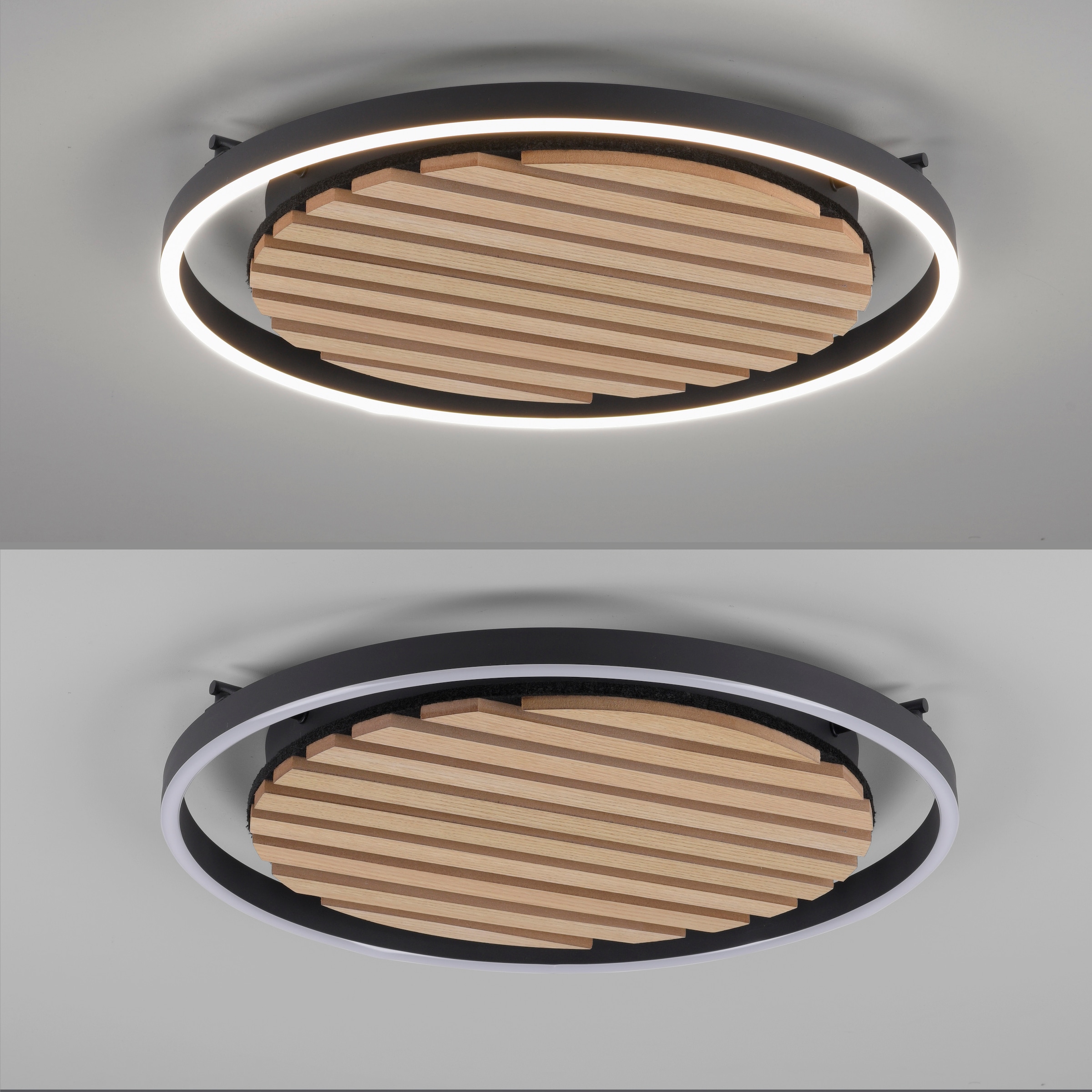 Leonique Deckenleuchte »Brialeen - Akustikpaneele«, 1 flammig, Leuchtmittel LED-Board | LED fest integriert, Akustikpaneel, CCT, Deckenlampe, Akustik, Holz, Paneele, Fernbedienung