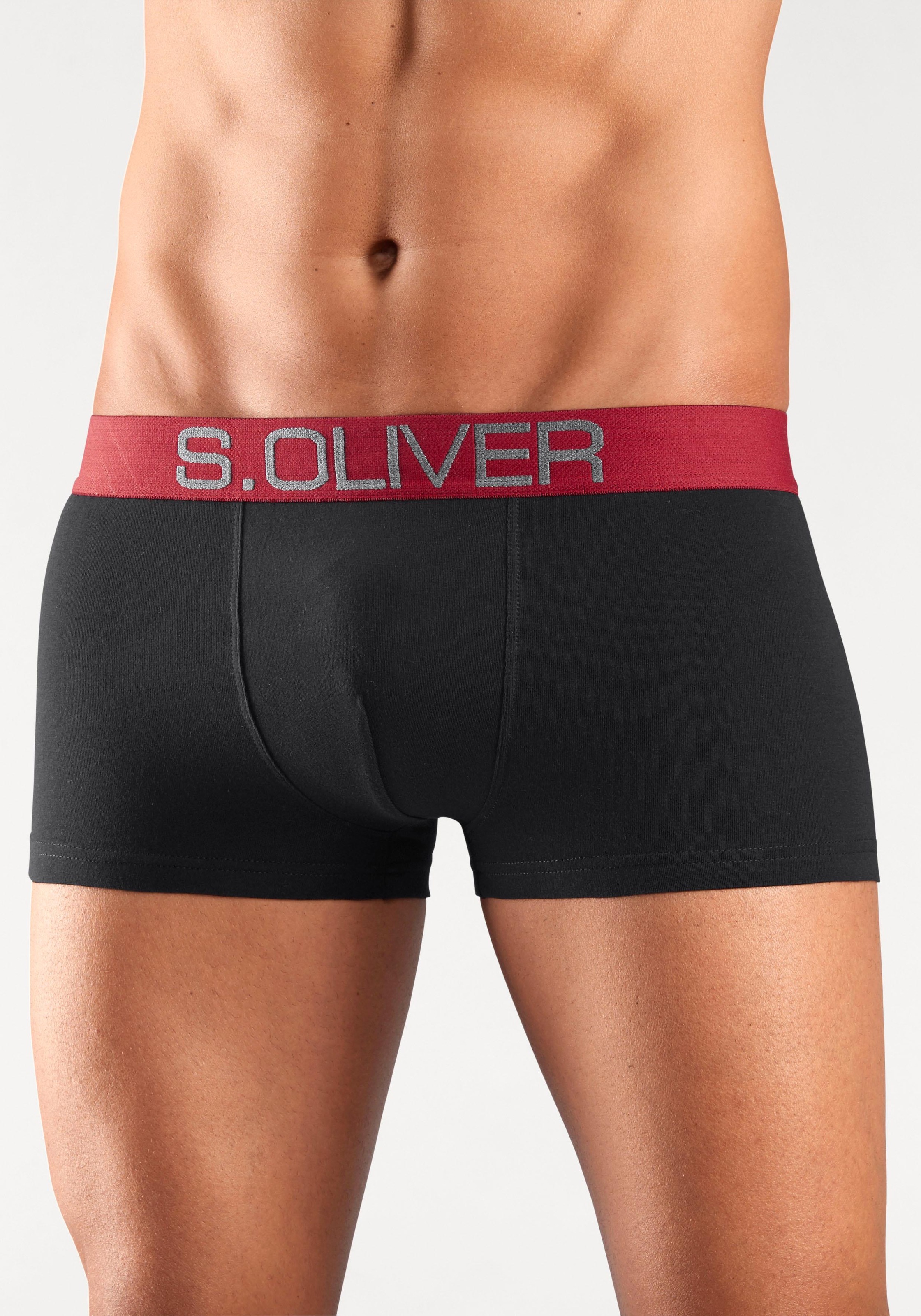 s.Oliver Boxershorts, (Packung, 4 St.), in Hipster-Form mit  kontrastfarbenem Webbund bestellen | BAUR