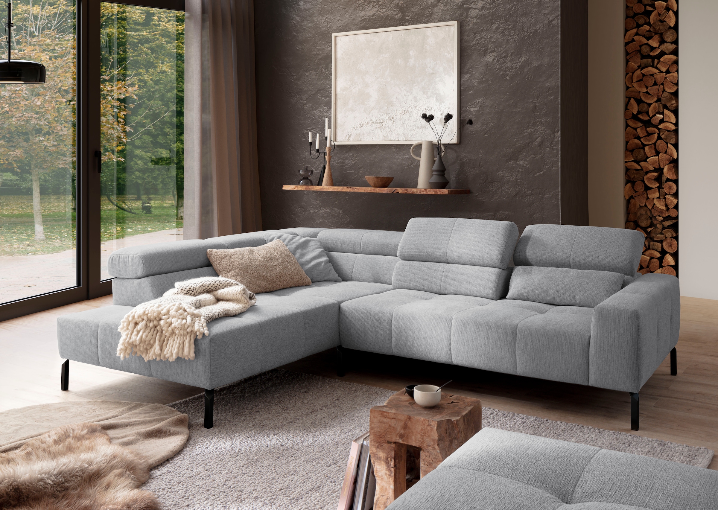 Home affaire Ecksofa "Claya Move, L-Form, Kopf- & Rückenverstellung, Breite günstig online kaufen