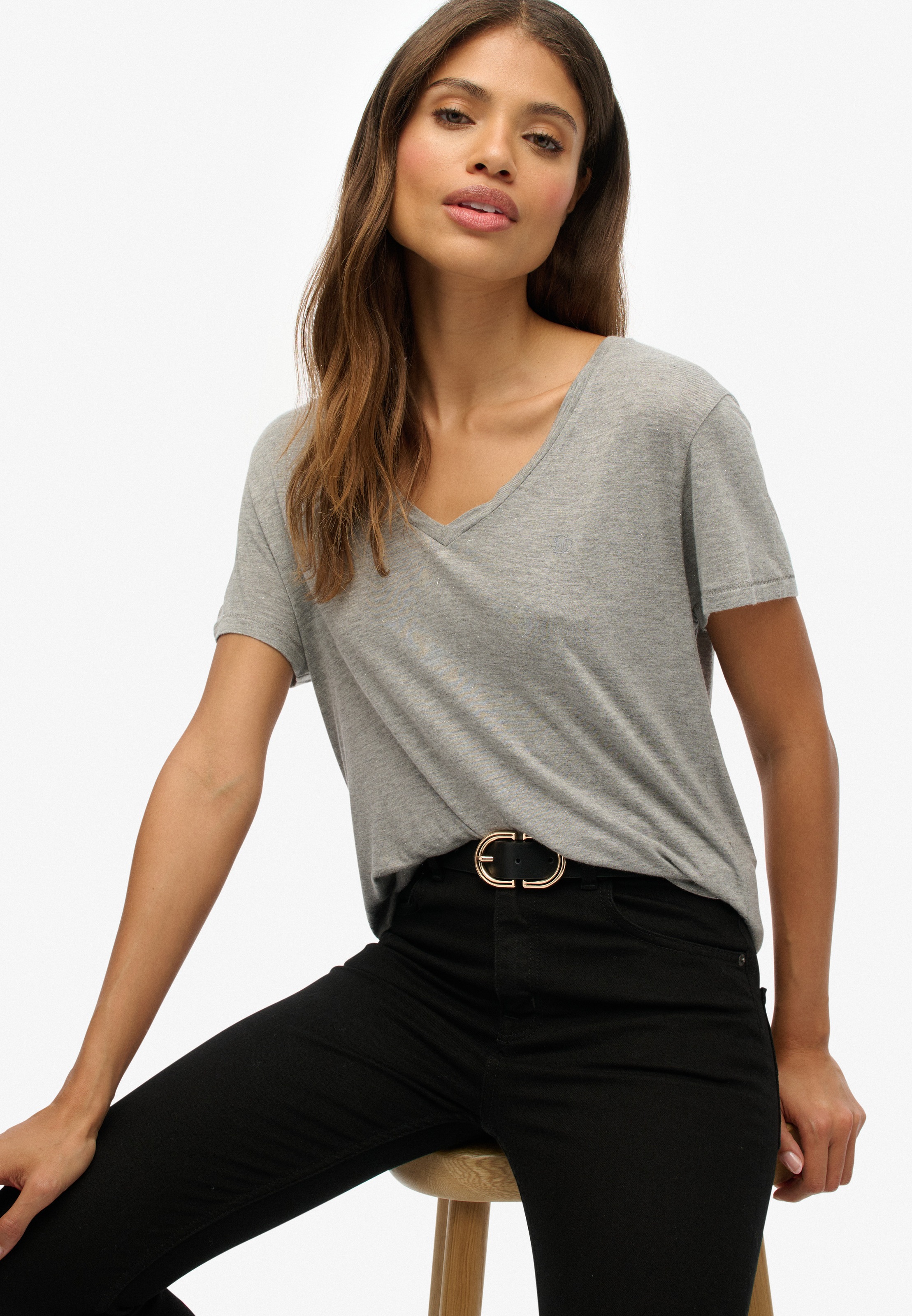 Superdry T-Shirt "STUDIOS SLUB EMB VEE TEE" günstig online kaufen