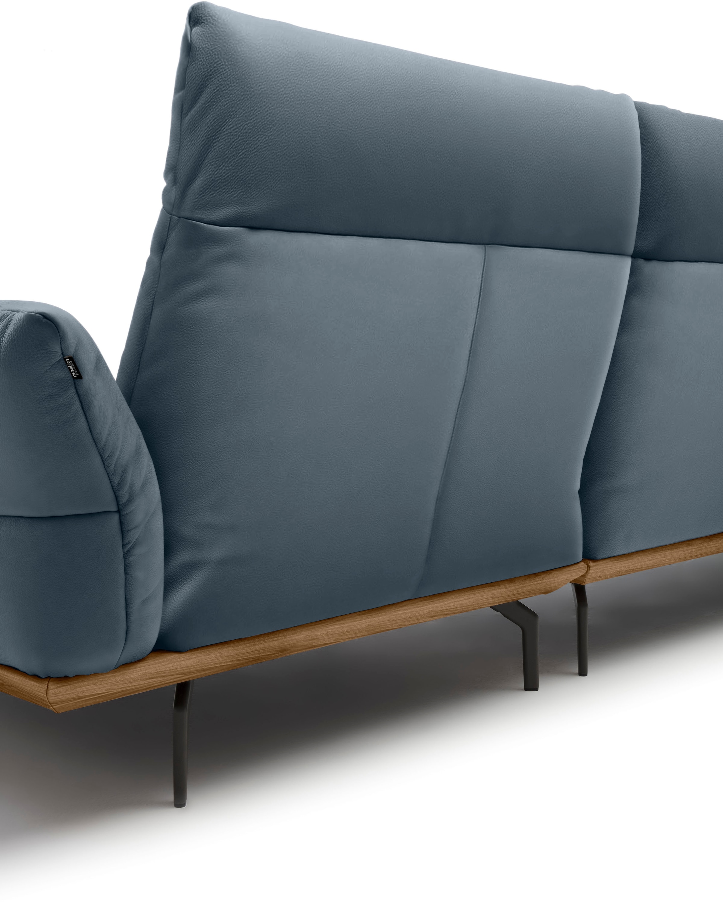 Creation BY ROLF BENZ Ecksofa »CR.460«, Sockel in Nussbaum, Winkelfüße in Umbragrau, Breite 318 cm