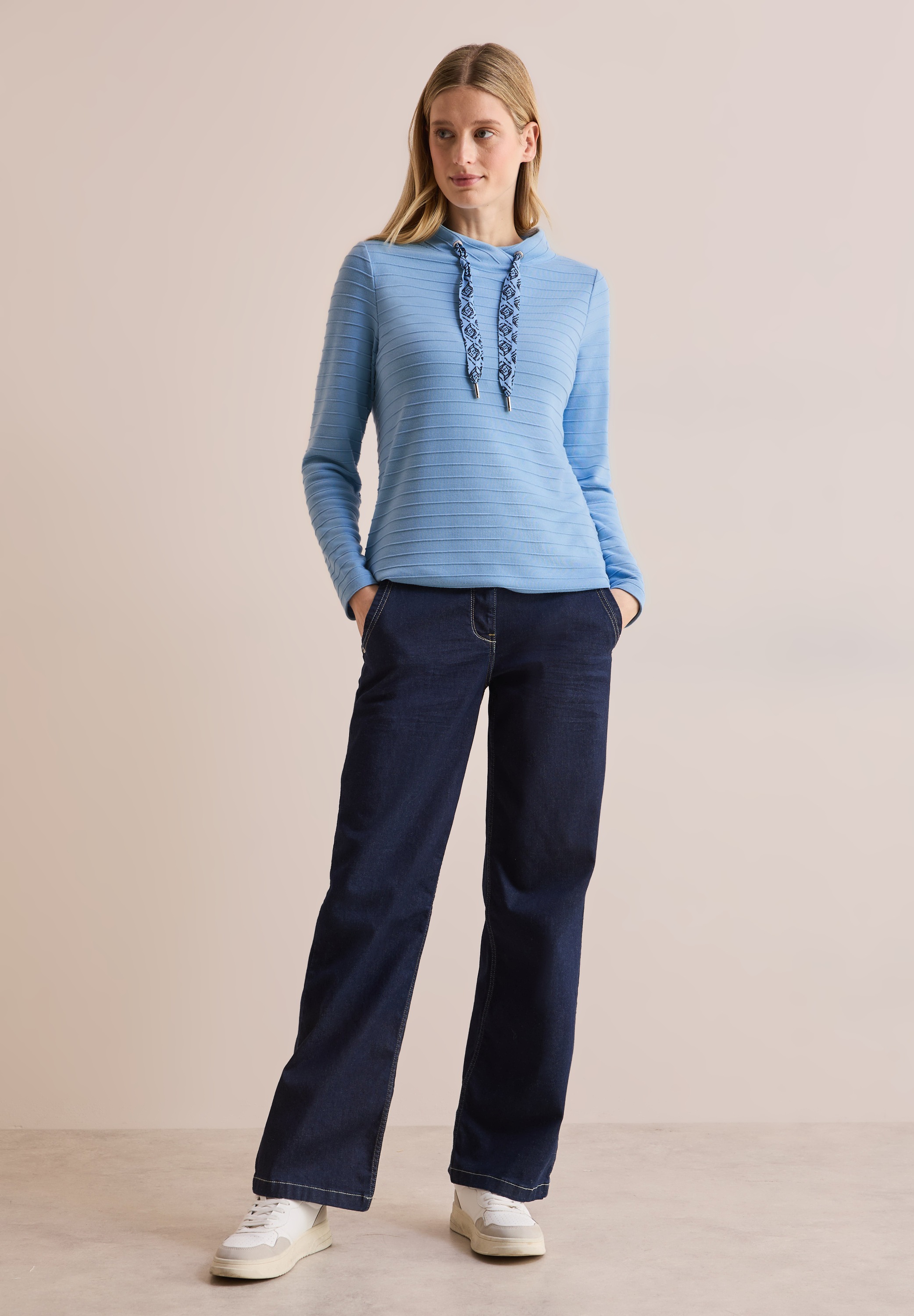 Cecil Langarmshirt, mit Materialmix